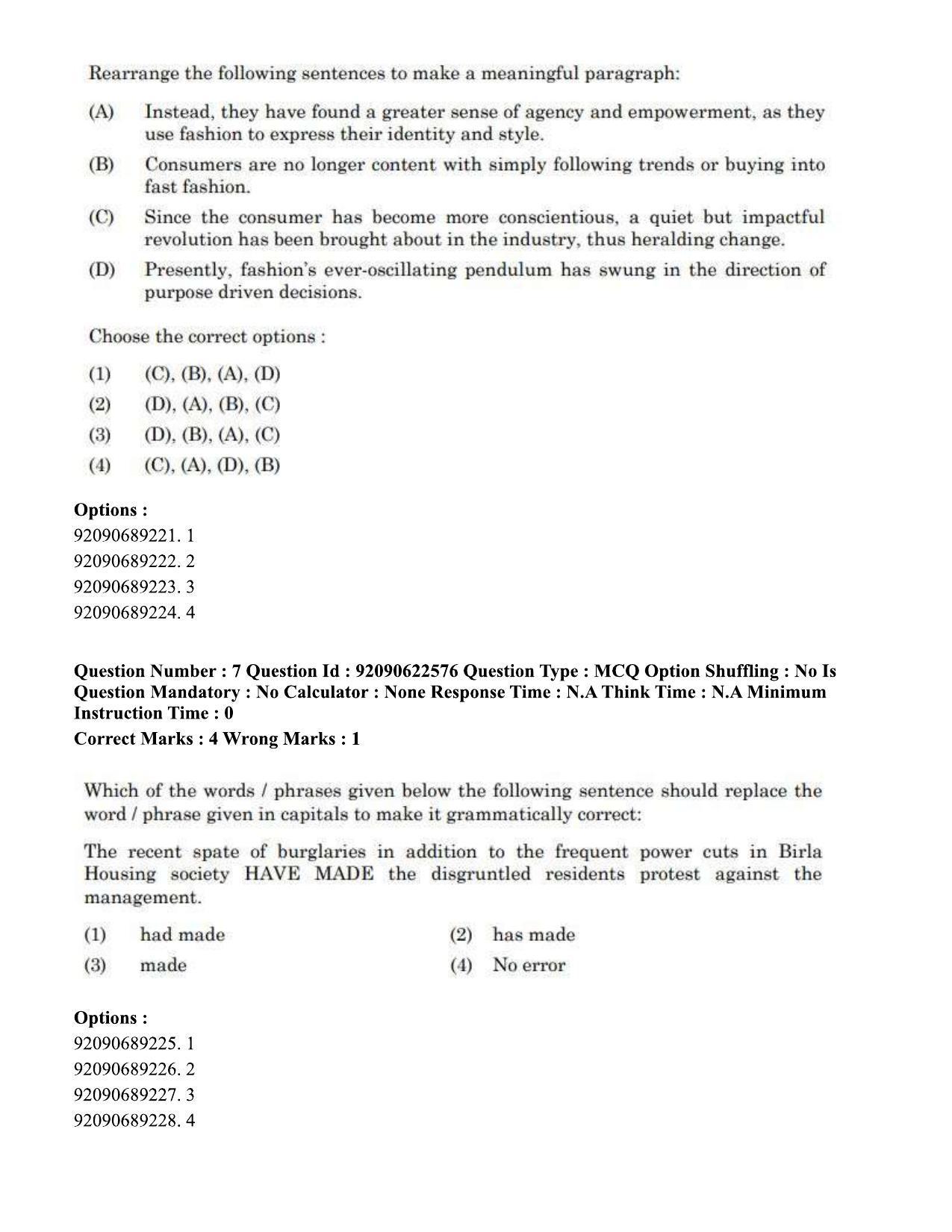CUET PG 2023: COQP11 – General Eng - Shift 2 (24-06-2023) Question Paper - Page 10