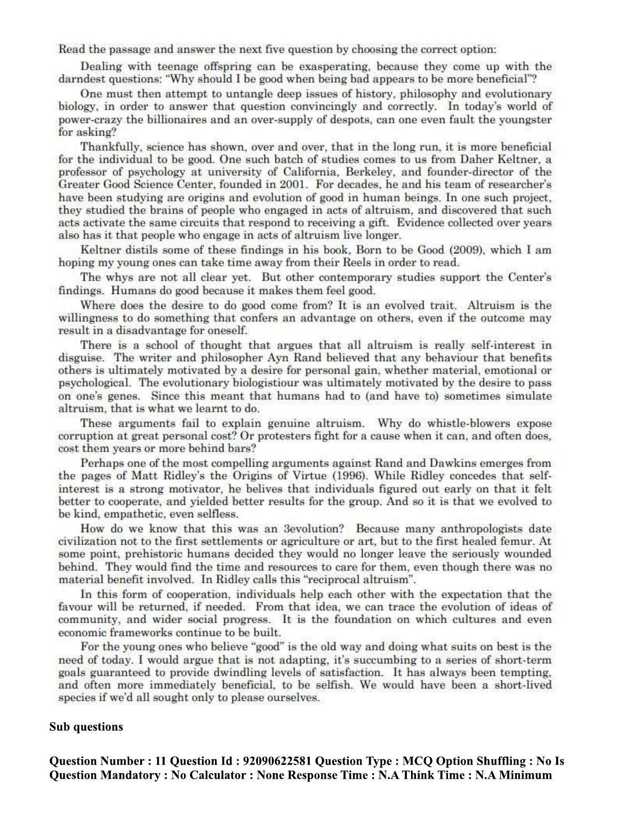 CUET PG 2023: COQP11 – General Eng - Shift 2 (24-06-2023) Question Paper - Page 15
