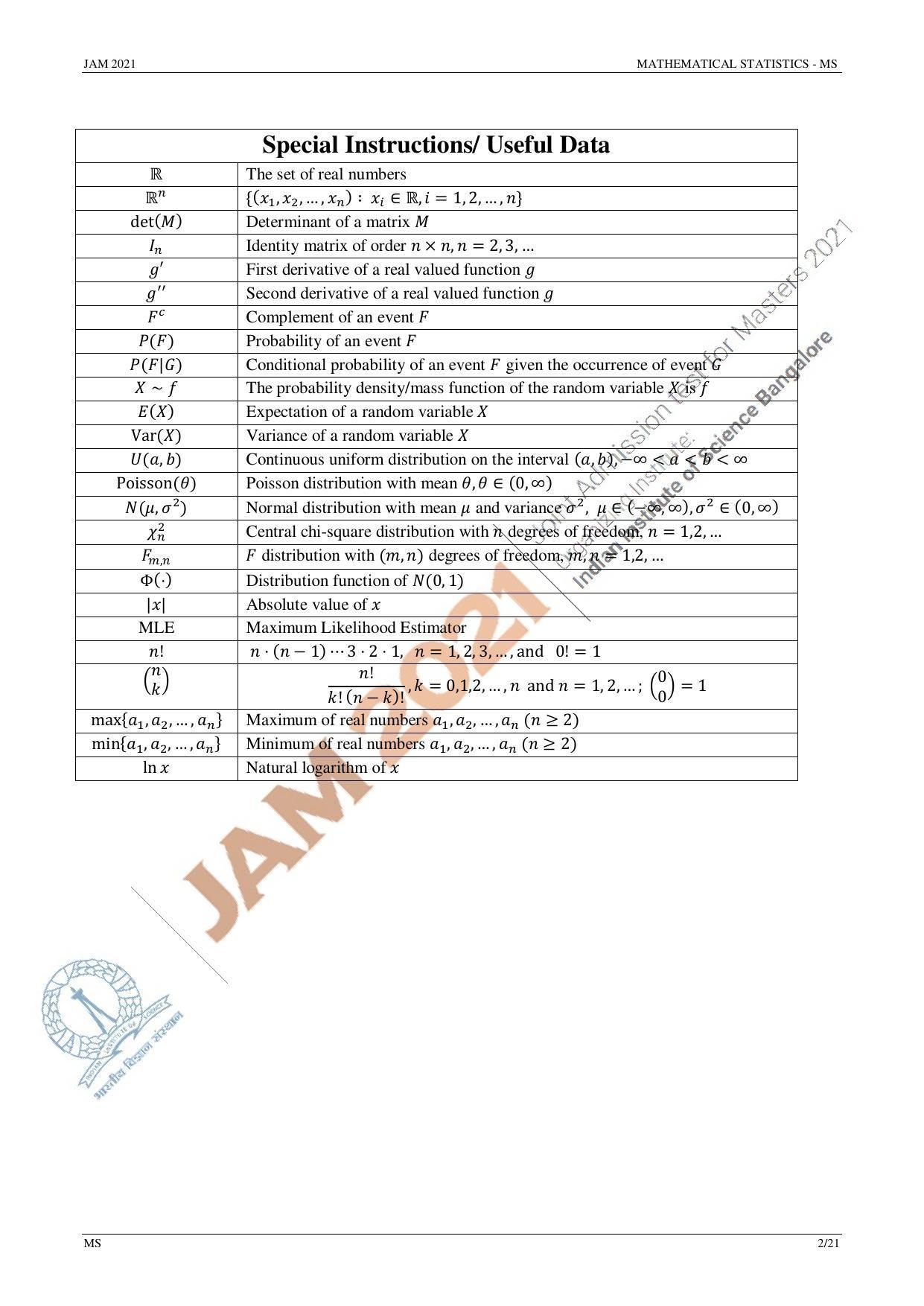 JAM 2021: MS Question Paper - Page 2