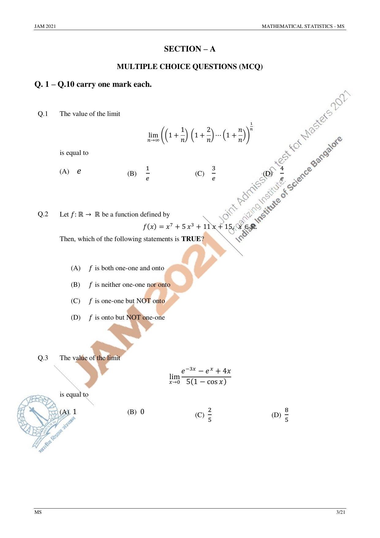 JAM 2021: MS Question Paper - Page 3