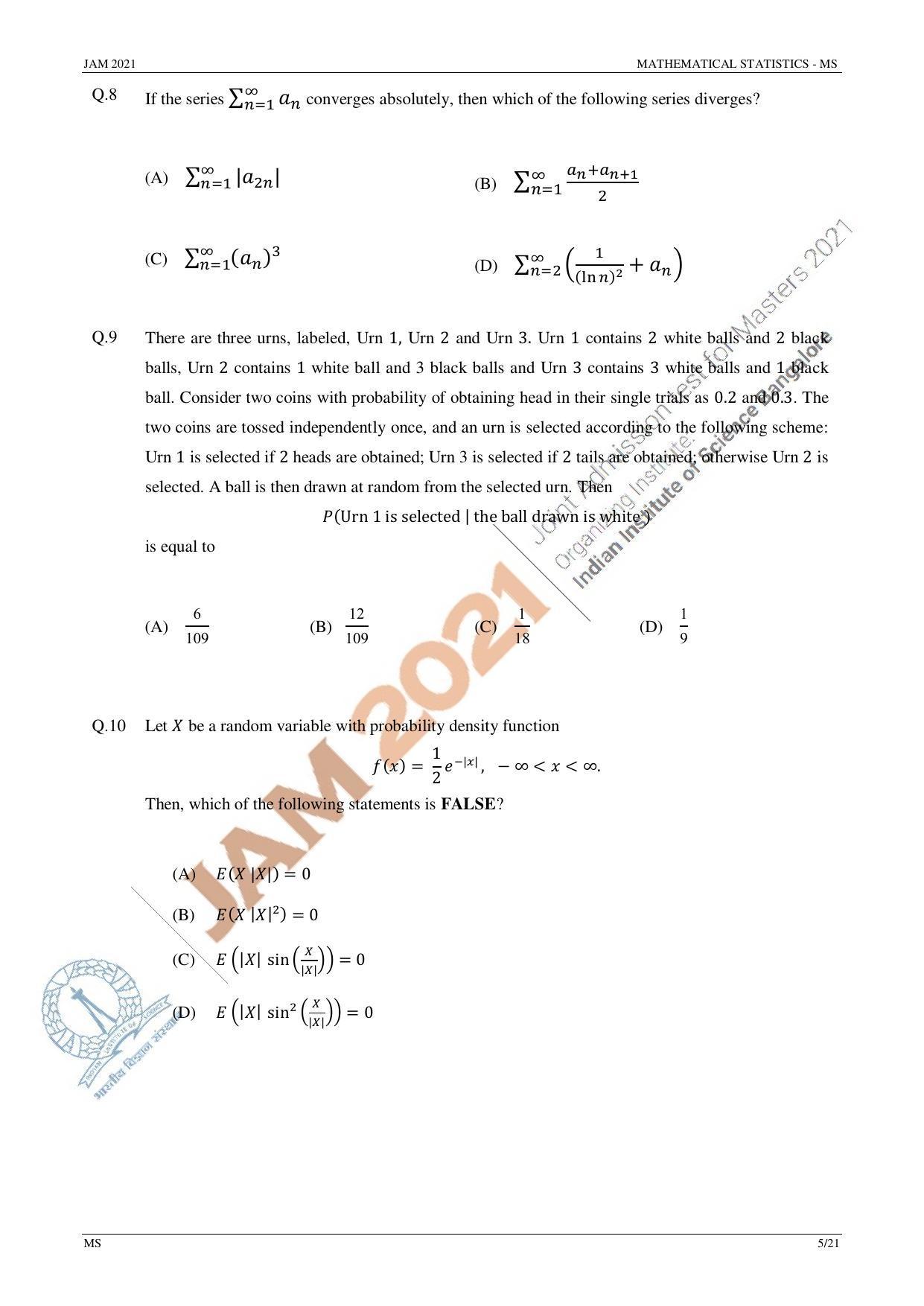 JAM 2021: MS Question Paper - Page 5