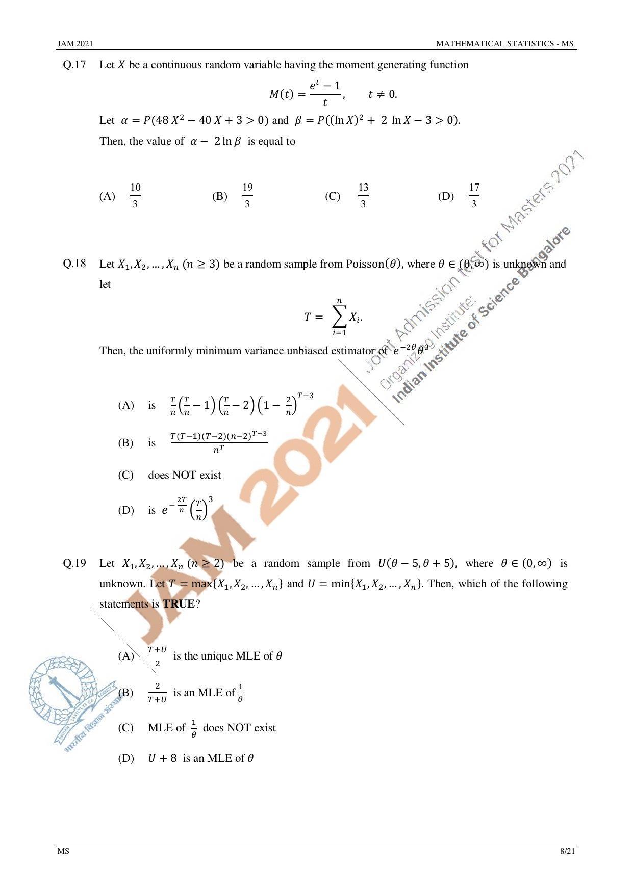 JAM 2021: MS Question Paper - Page 8
