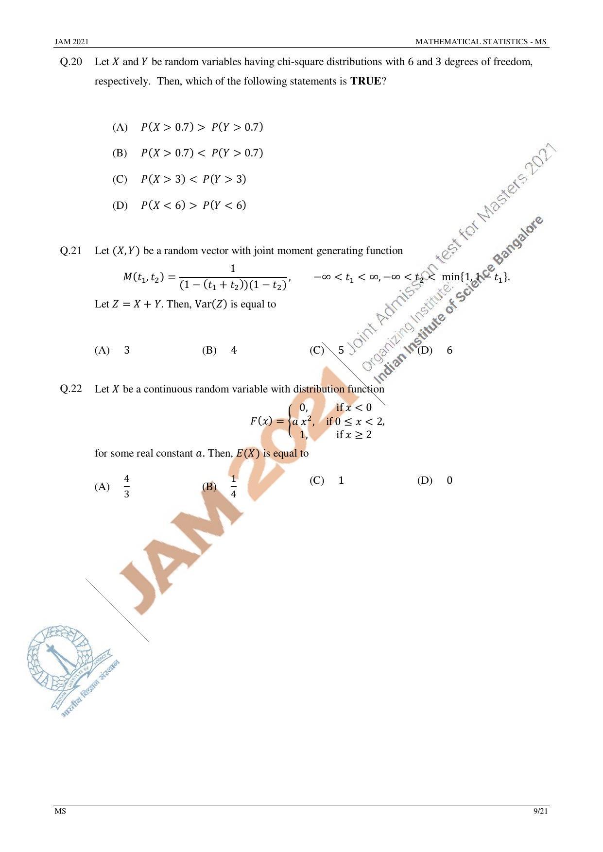 JAM 2021: MS Question Paper - Page 9