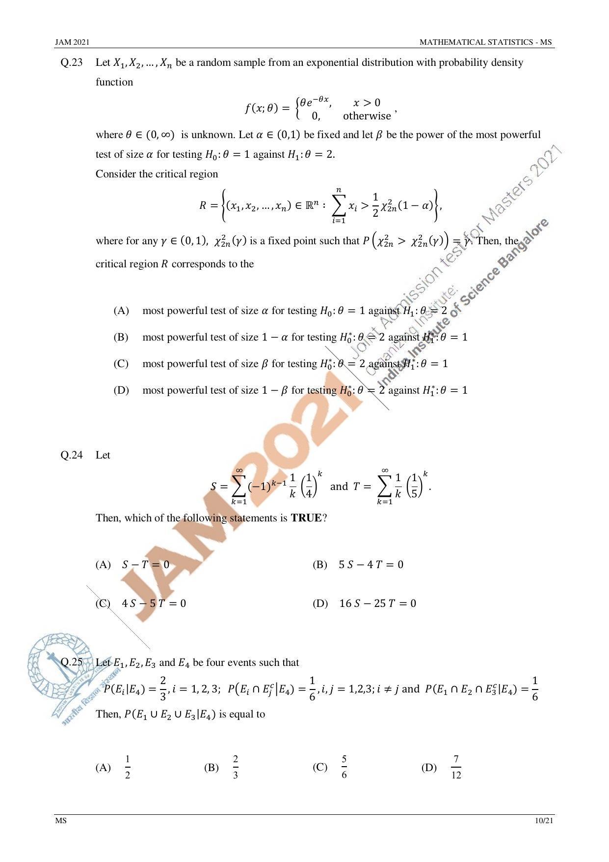 JAM 2021: MS Question Paper - Page 10