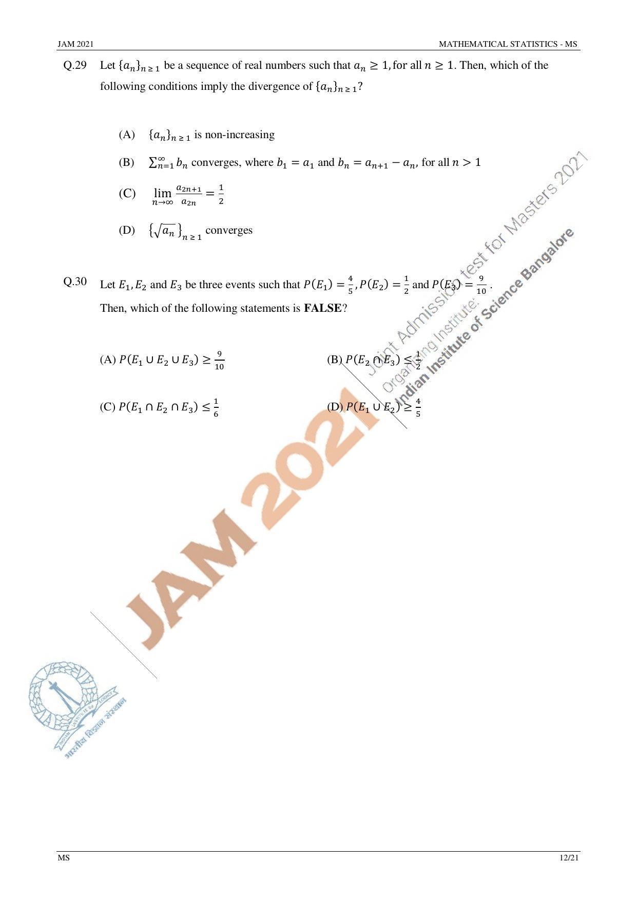 JAM 2021: MS Question Paper - Page 12
