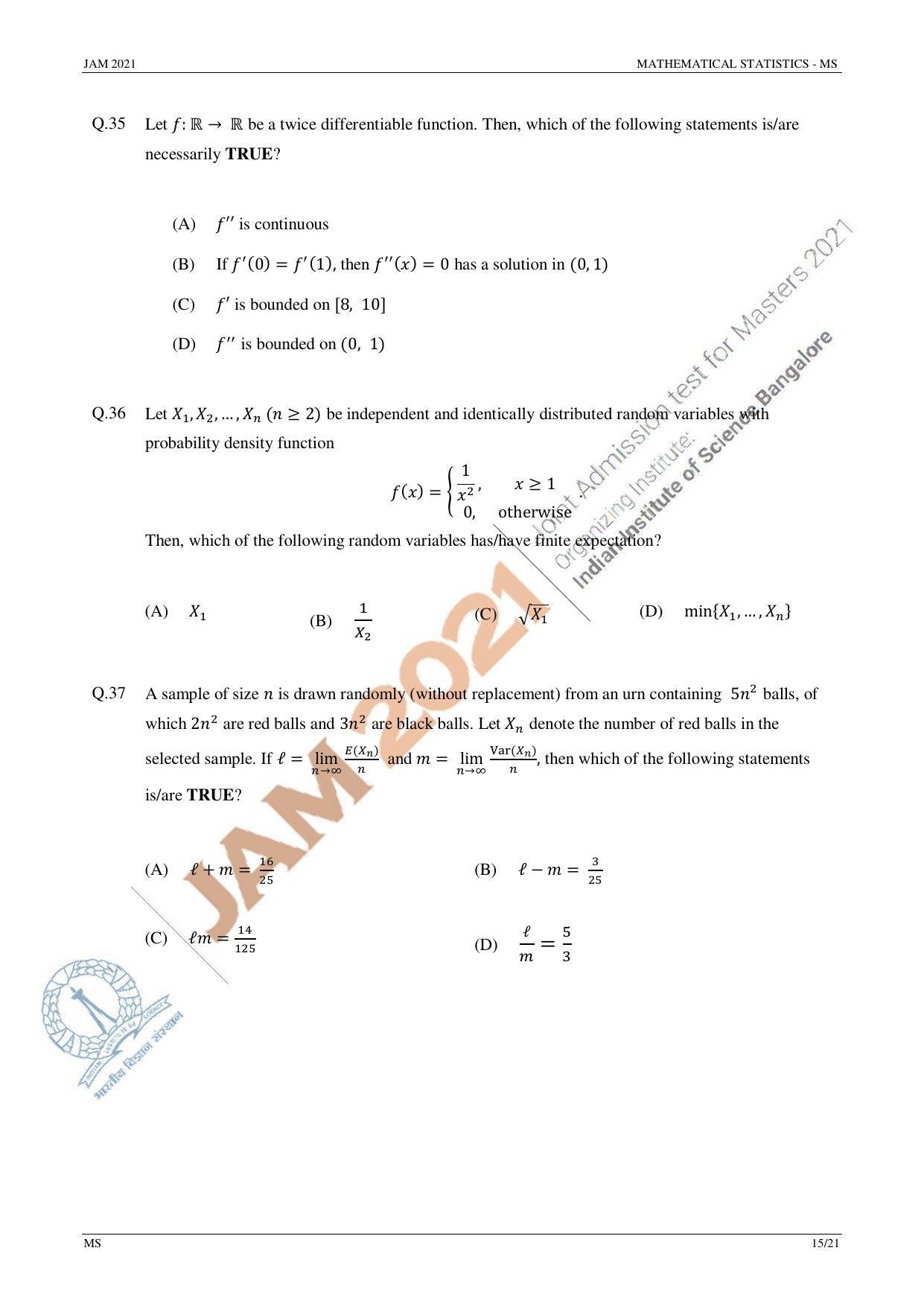 JAM 2021: MS Question Paper - Page 15
