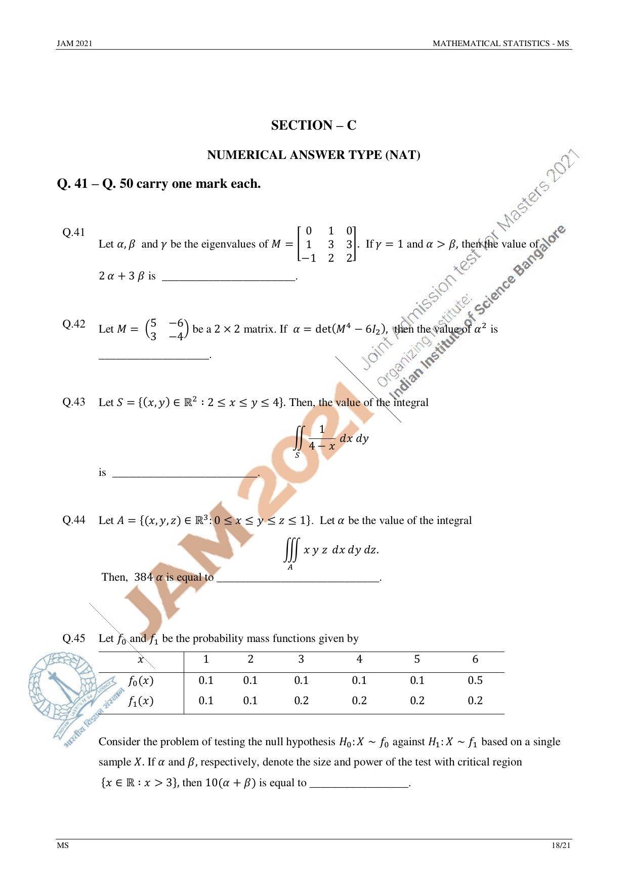 JAM 2021: MS Question Paper - Page 18