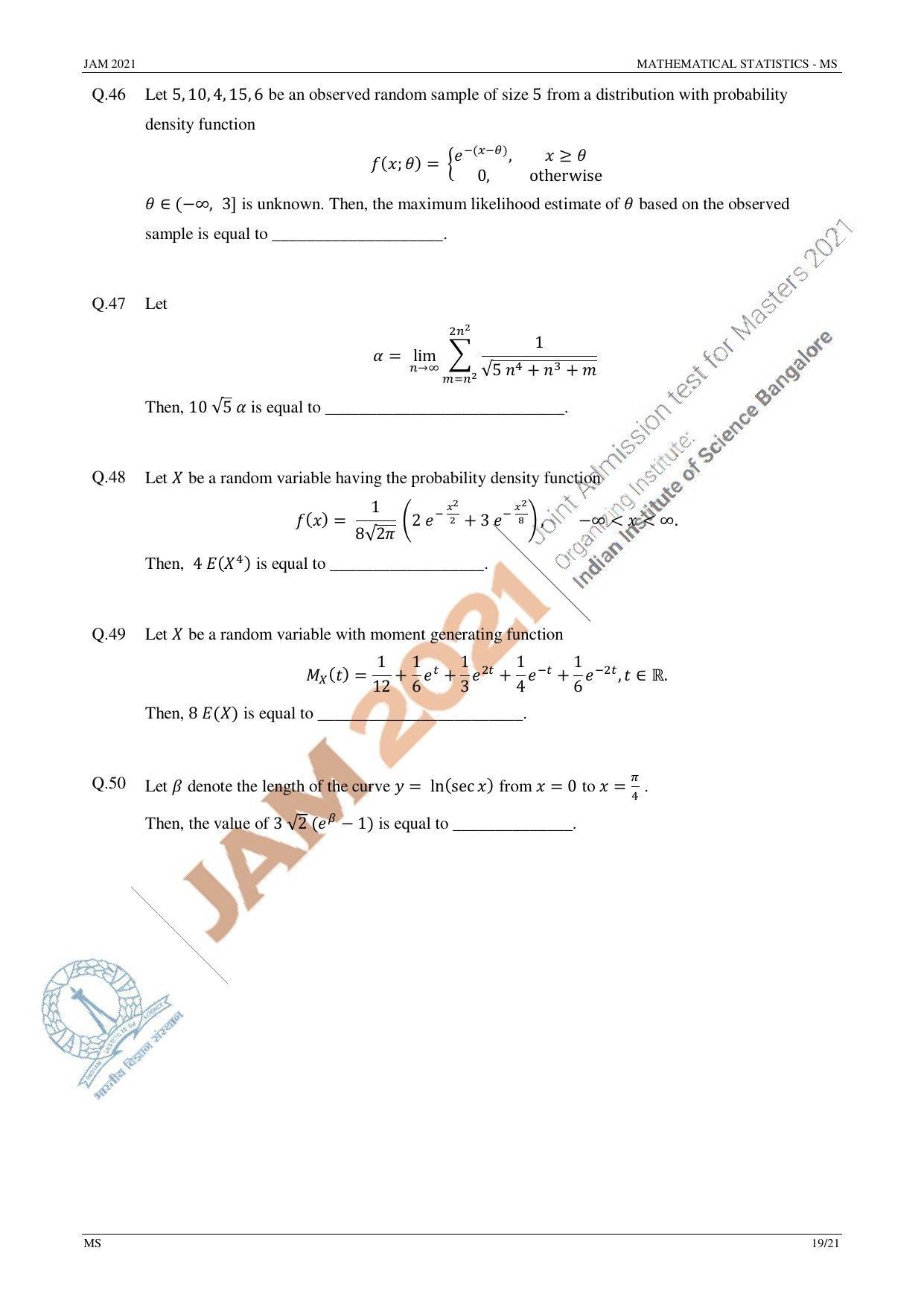 JAM 2021: MS Question Paper - Page 19