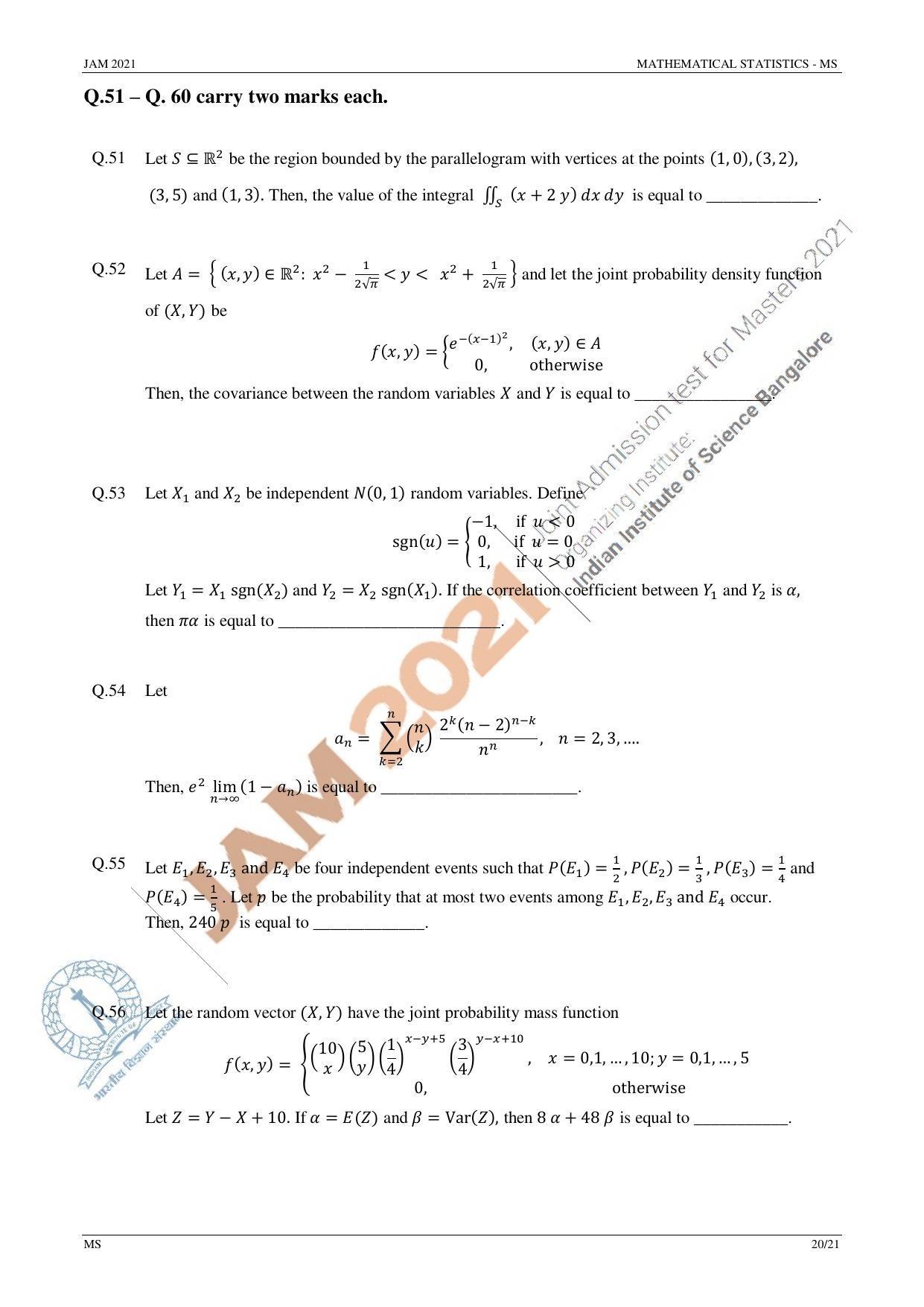 JAM 2021: MS Question Paper - Page 20