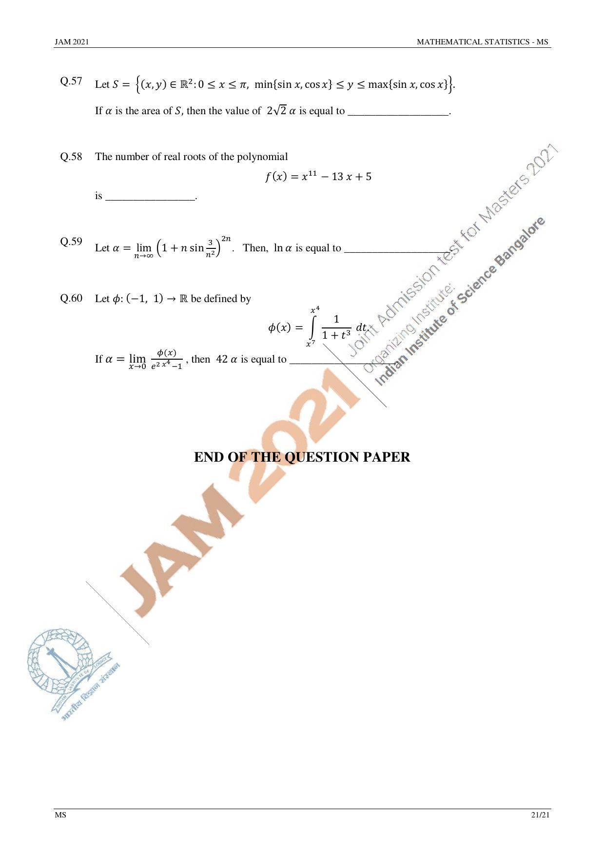 JAM 2021: MS Question Paper - Page 21