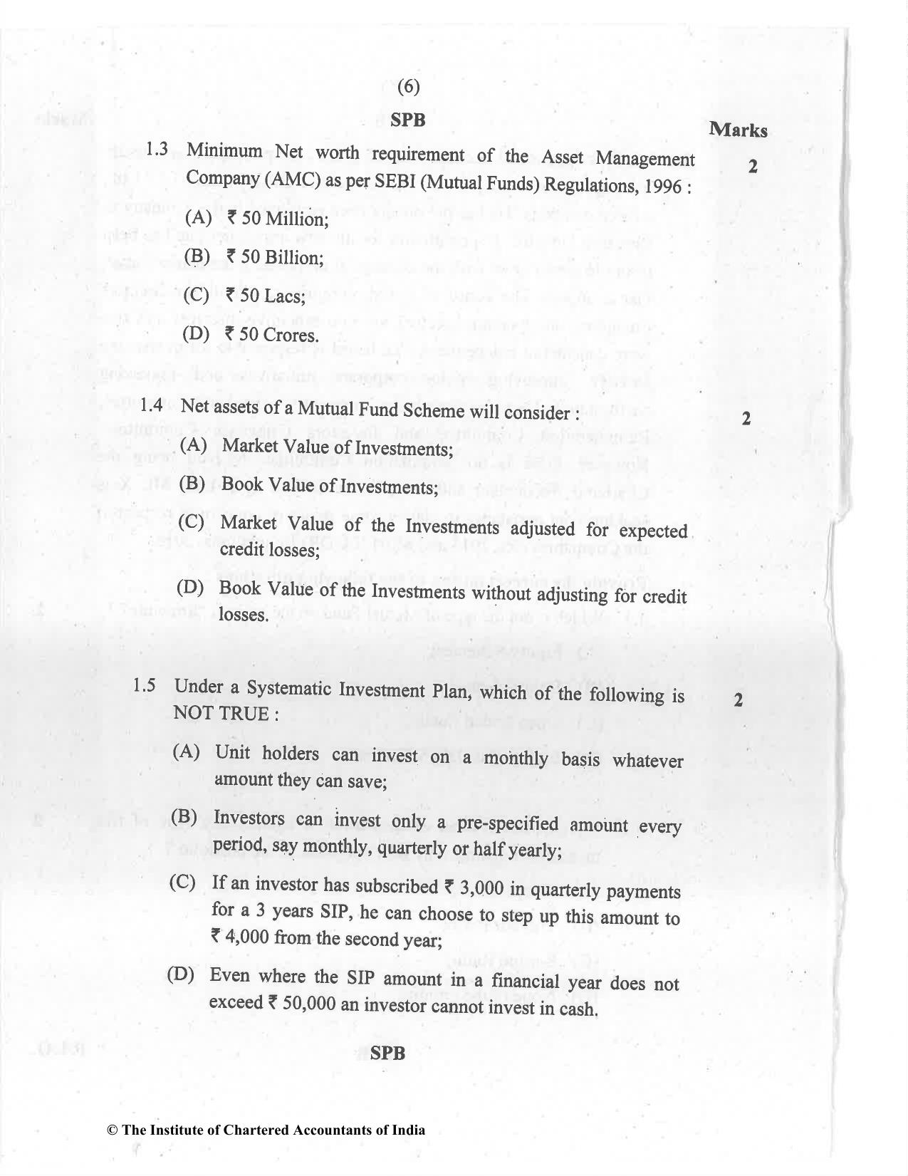 CA Final Jul 2021 Question Paper - Paper 6B – Financial Services and Capital Markets - Page 6