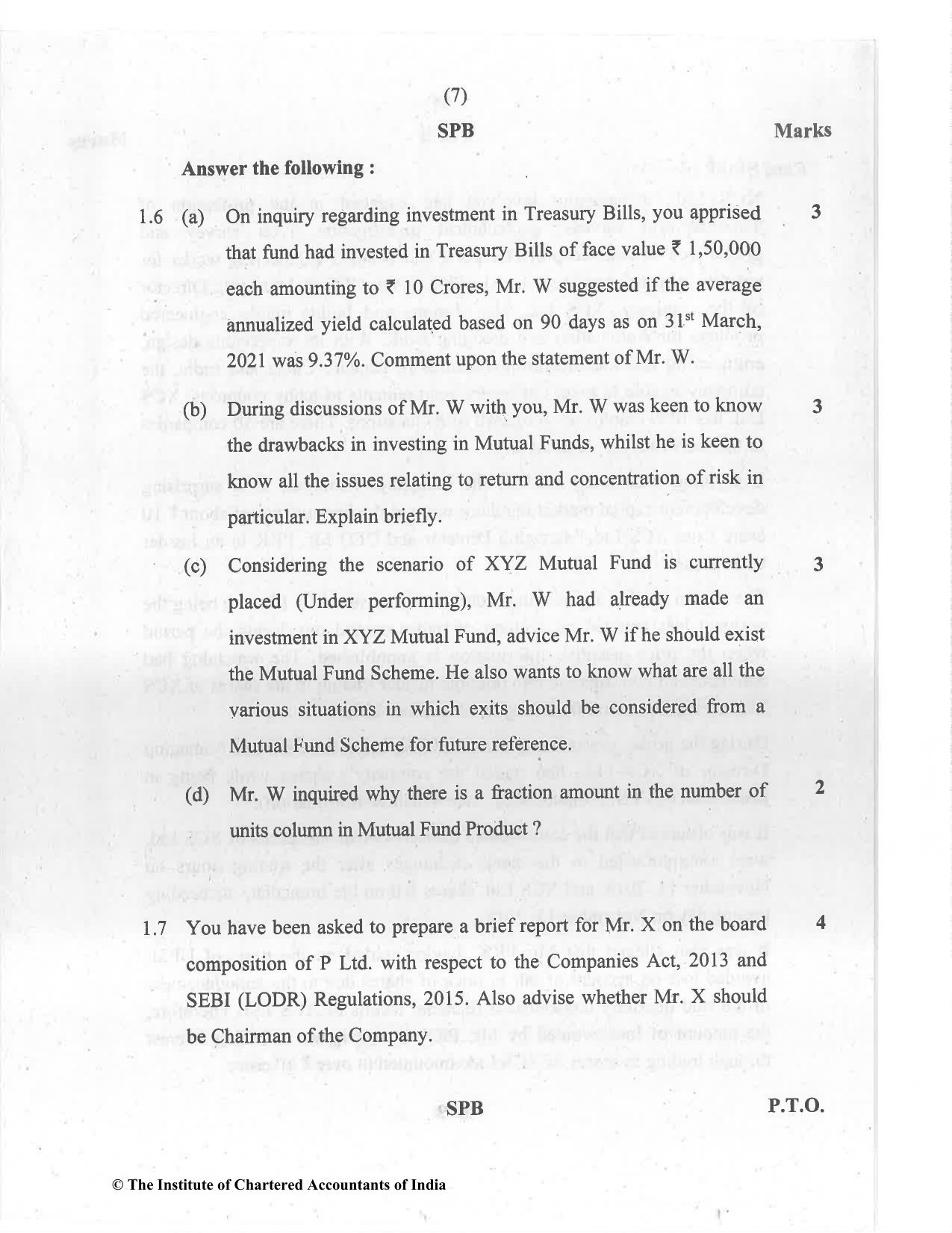 CA Final Jul 2021 Question Paper - Paper 6B – Financial Services and Capital Markets - Page 7
