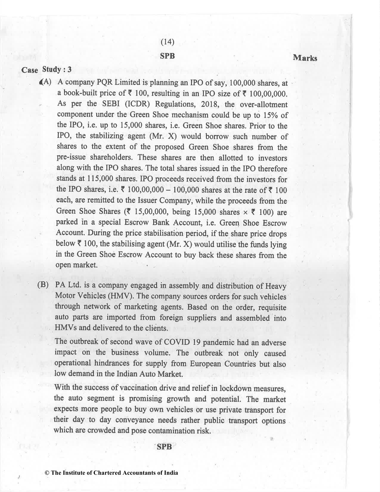CA Final Jul 2021 Question Paper - Paper 6B – Financial Services and Capital Markets - Page 14