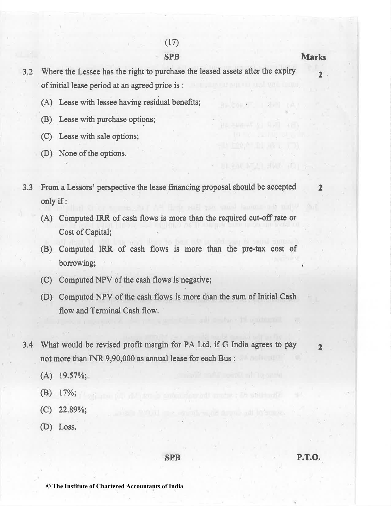 CA Final Jul 2021 Question Paper - Paper 6B – Financial Services and Capital Markets - Page 17