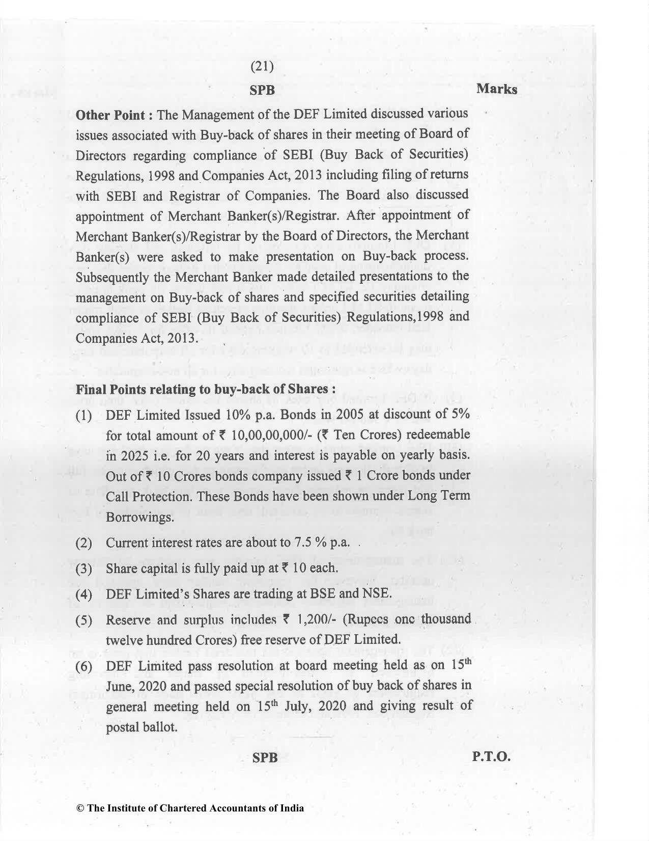 CA Final Jul 2021 Question Paper - Paper 6B – Financial Services and Capital Markets - Page 21
