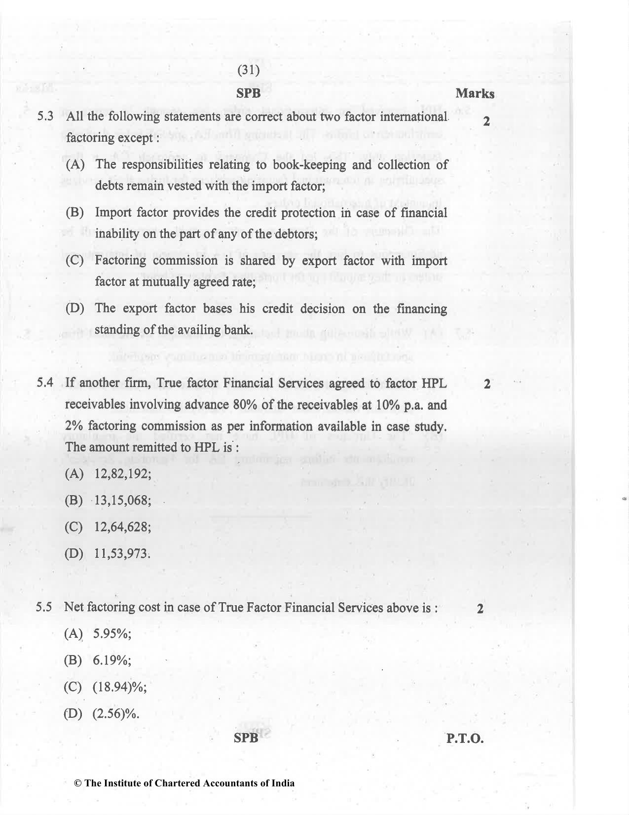 CA Final Jul 2021 Question Paper - Paper 6B – Financial Services and Capital Markets - Page 31