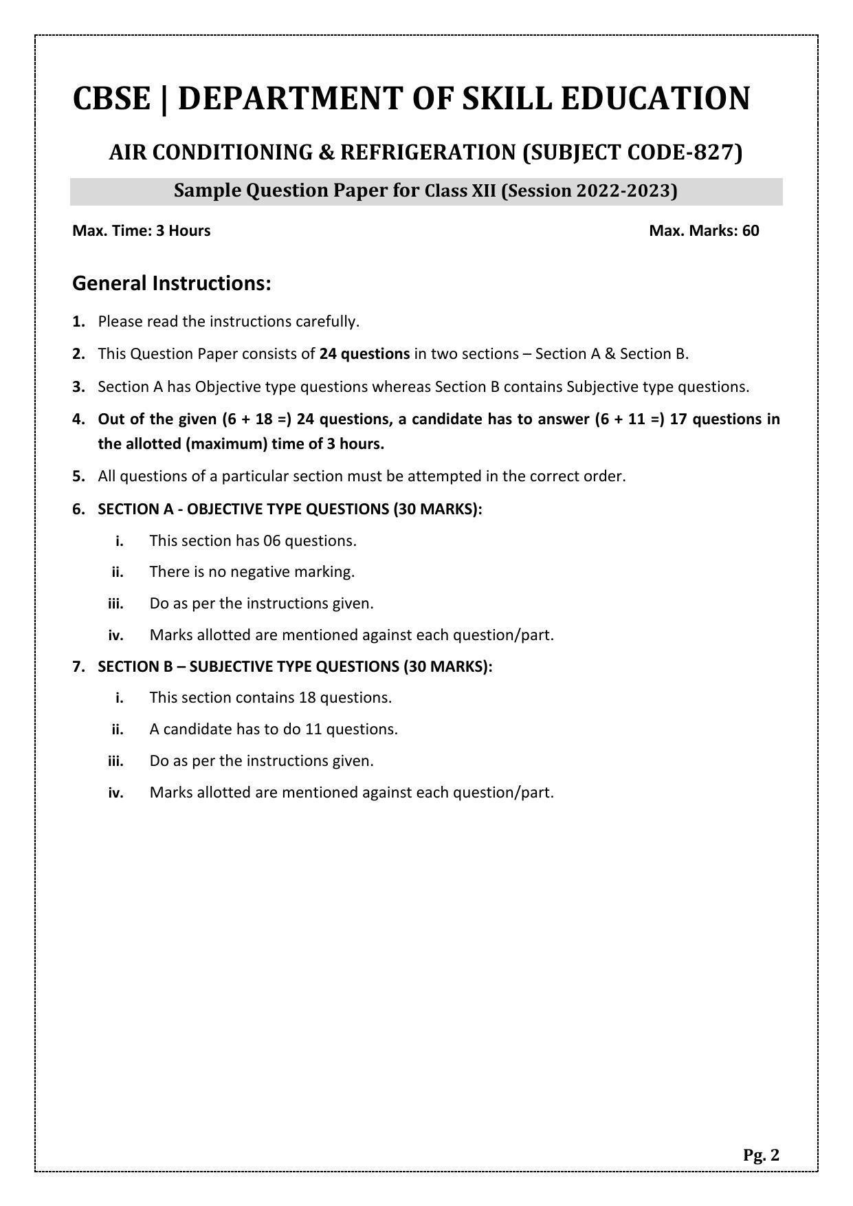 CBSE Class 12 Air-Conditioning & Refrigeration (Skill Education) Sample Papers 2023 - Page 2