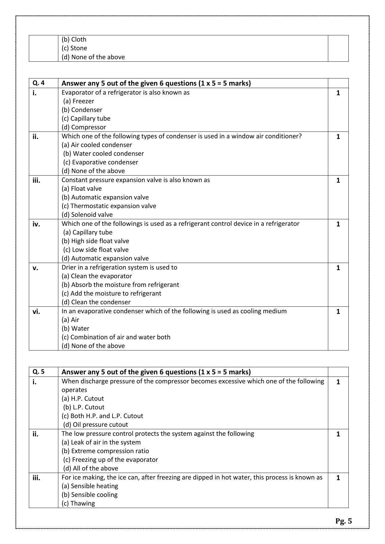 CBSE Class 12 Air-Conditioning & Refrigeration (Skill Education) Sample Papers 2023 - Page 5