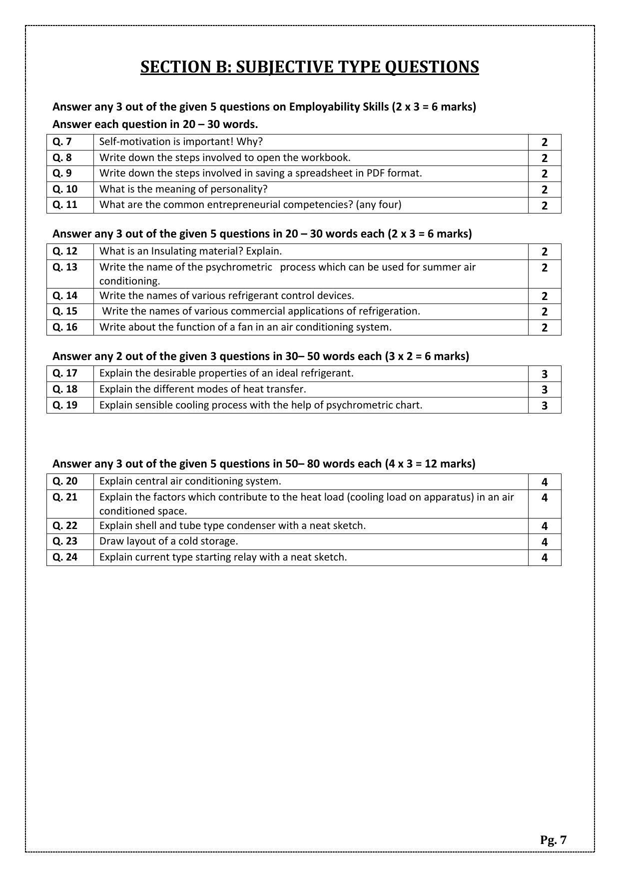 CBSE Class 12 Air-Conditioning & Refrigeration (Skill Education) Sample Papers 2023 - Page 7