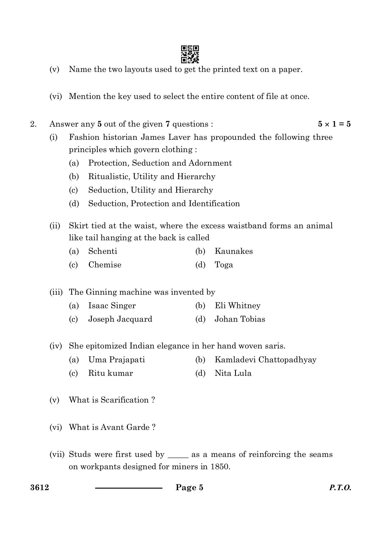 CBSE Class 12 Fashion Studies 2024 Question Paper - Page 5