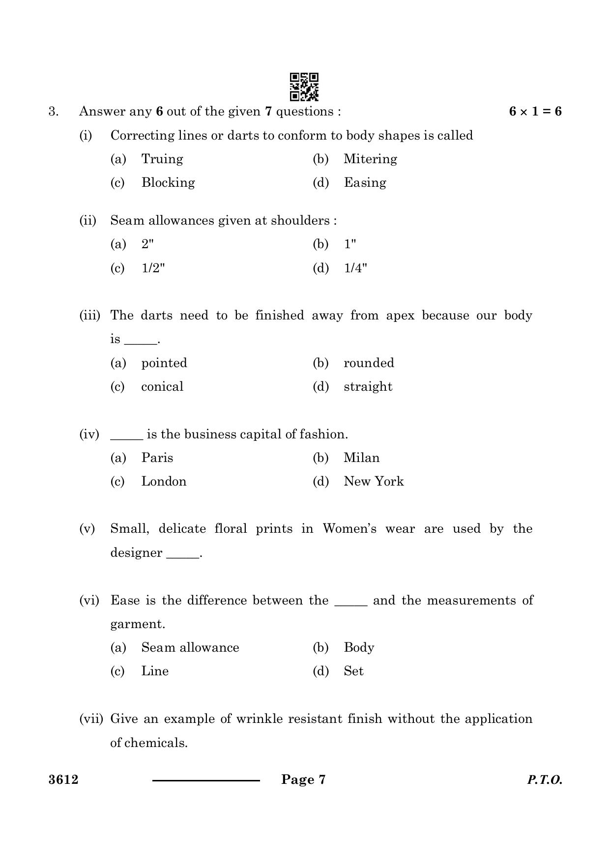 CBSE Class 12 Fashion Studies 2024 Question Paper - Page 7