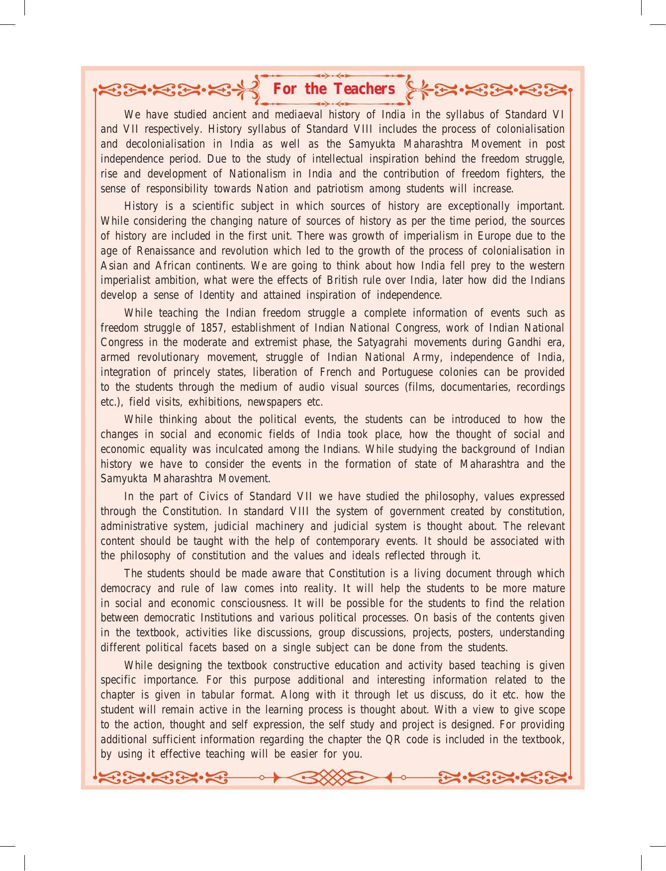 Maharashtra Board Class 8 History & Civics Textbook - Page 8