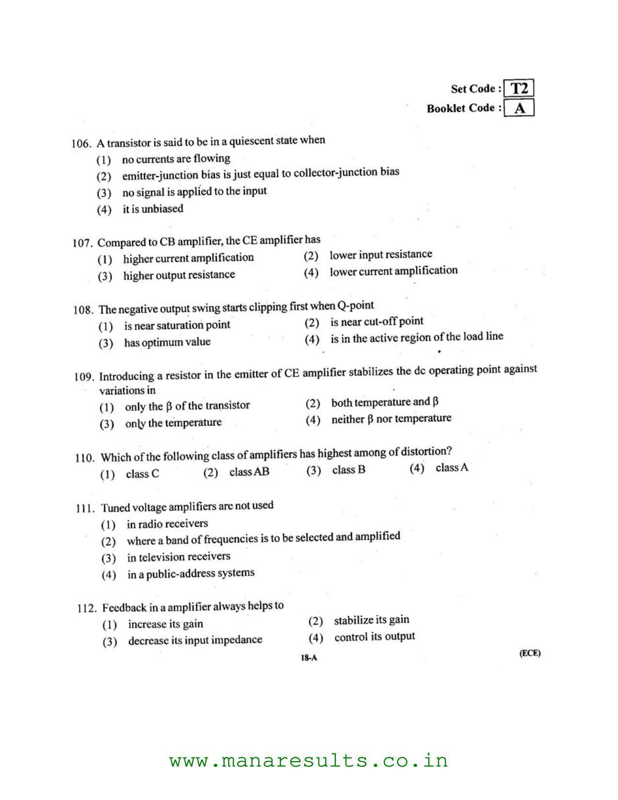AP ECET 2016 Electronics and Communication Engineering Old Previous Question Papers - Page 17