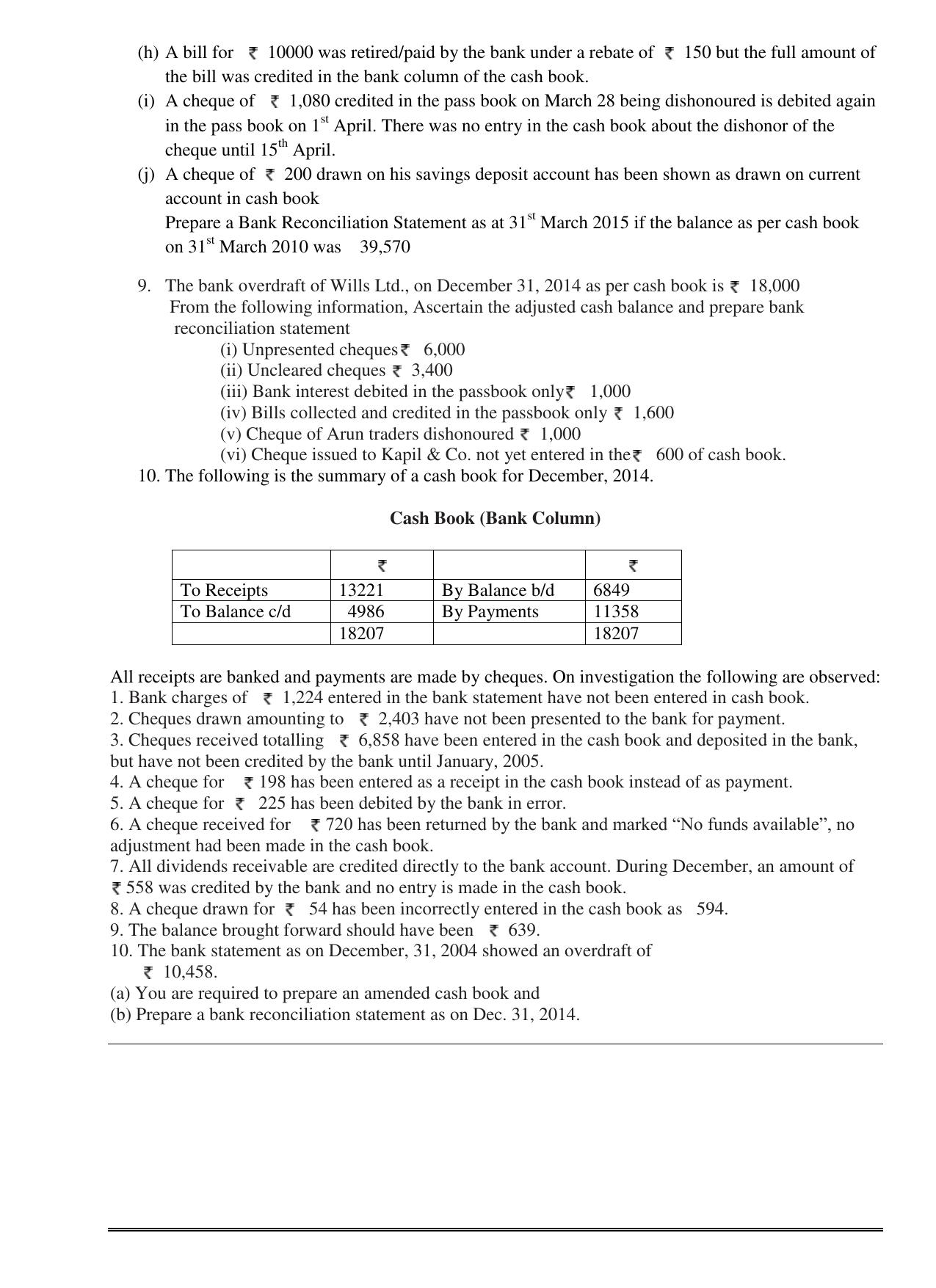 CBSE Worksheets for Class 11 Accountancy Bank Reconciliation Statement Assignment - Page 3