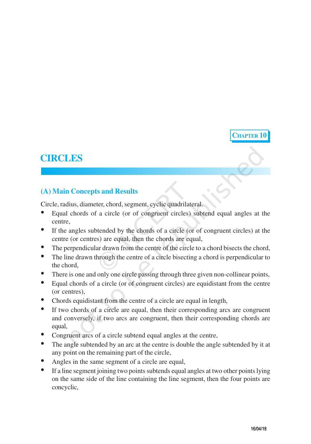 NCERT Exemplar Book for Class 9 Maths: Chapter 10 Circles - Page 1