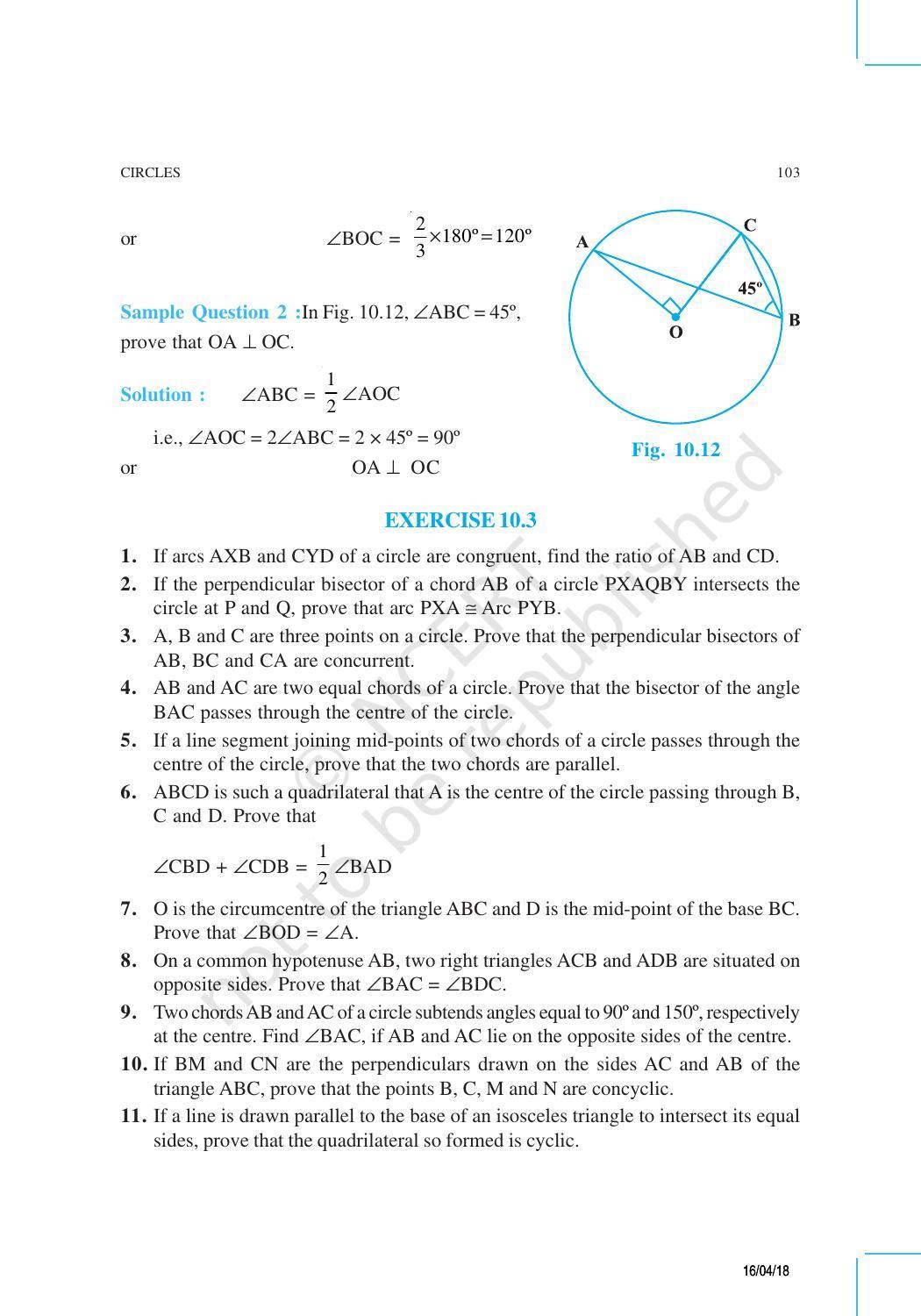 NCERT Exemplar Book for Class 9 Maths: Chapter 10 Circles - Page 7