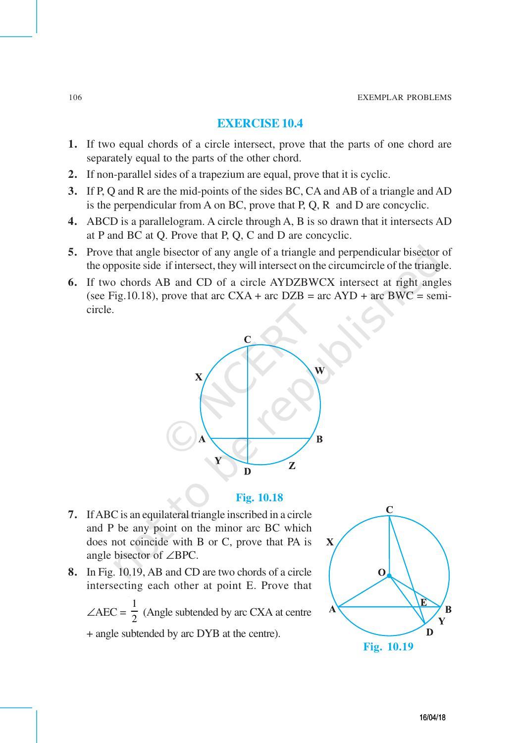 NCERT Exemplar Book for Class 9 Maths: Chapter 10 Circles - Page 10
