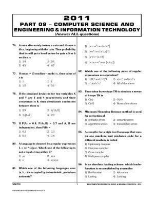 TANCET Computer Science and Information Technology Question Papers 2011