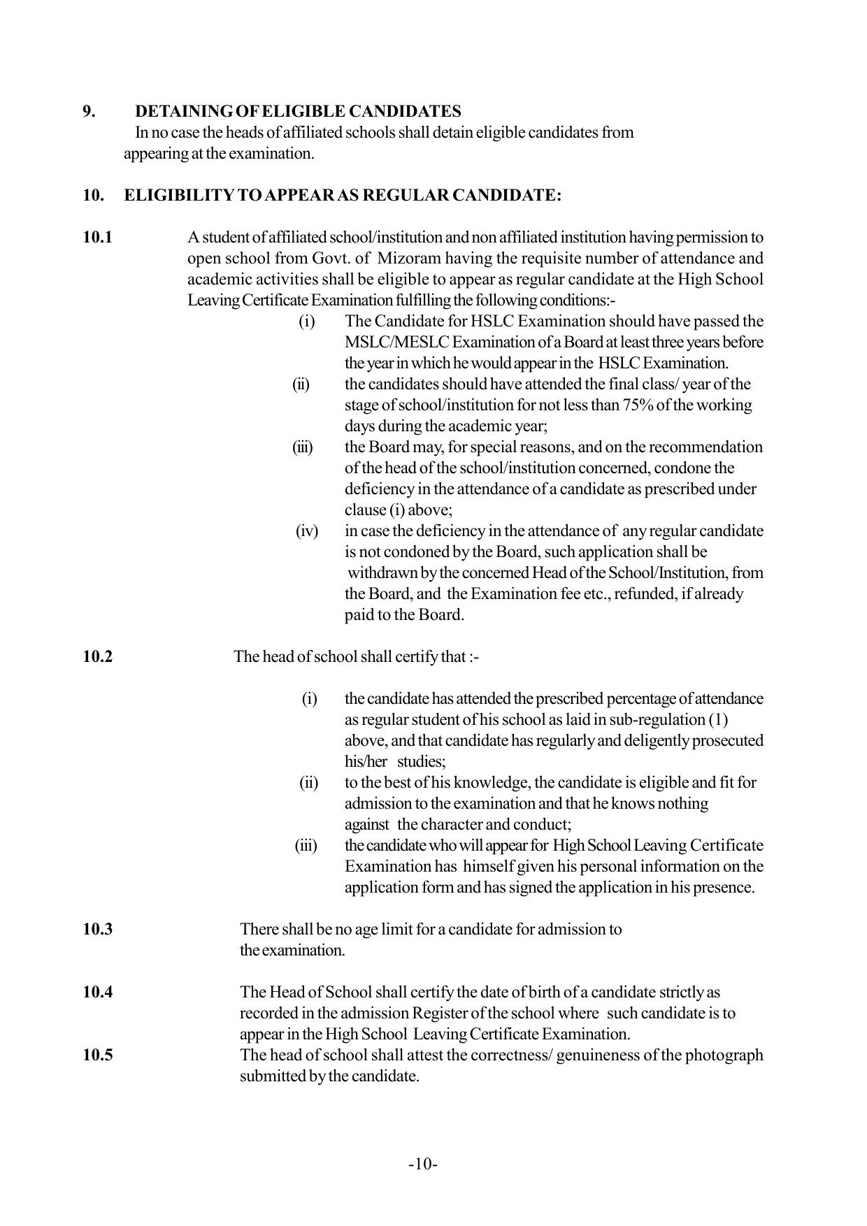 Mizoram Board Class 9 & 10 Syllabus - Page 10
