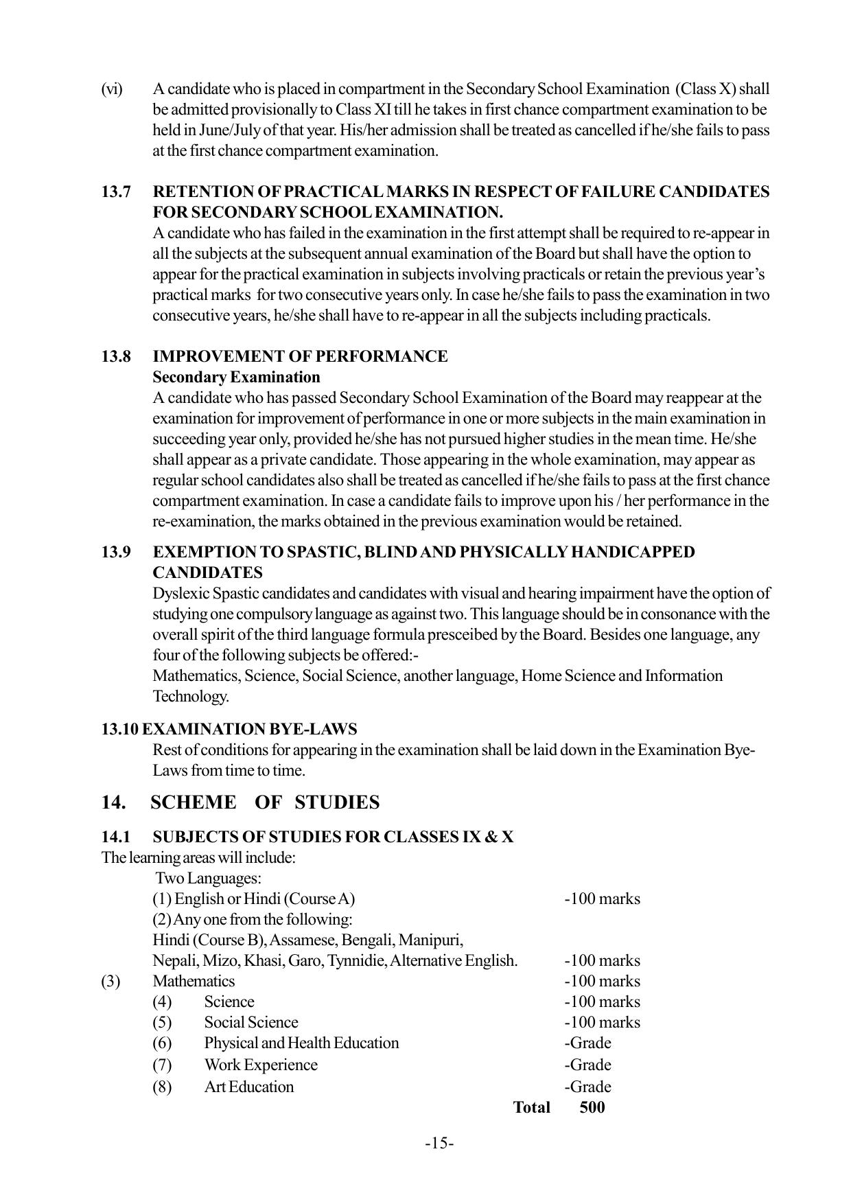 Mizoram Board Class 9 & 10 Syllabus - Page 15