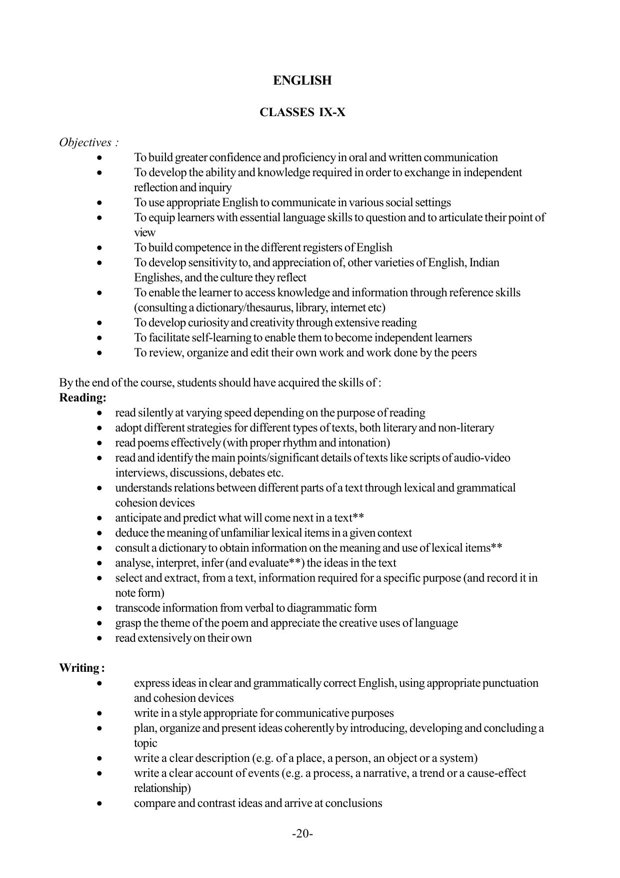 Mizoram Board Class 9 & 10 Syllabus - Page 20