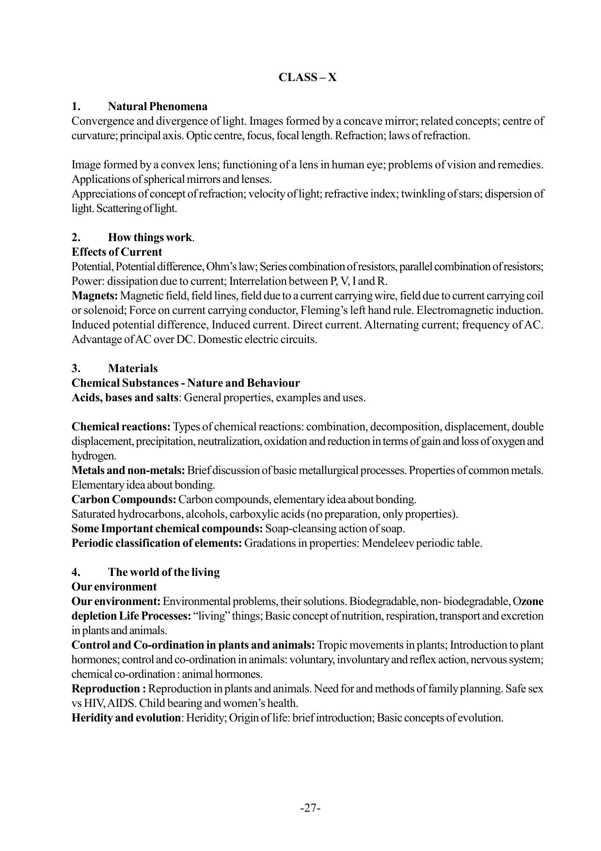 Mizoram Board Class 9 & 10 Syllabus - Page 27