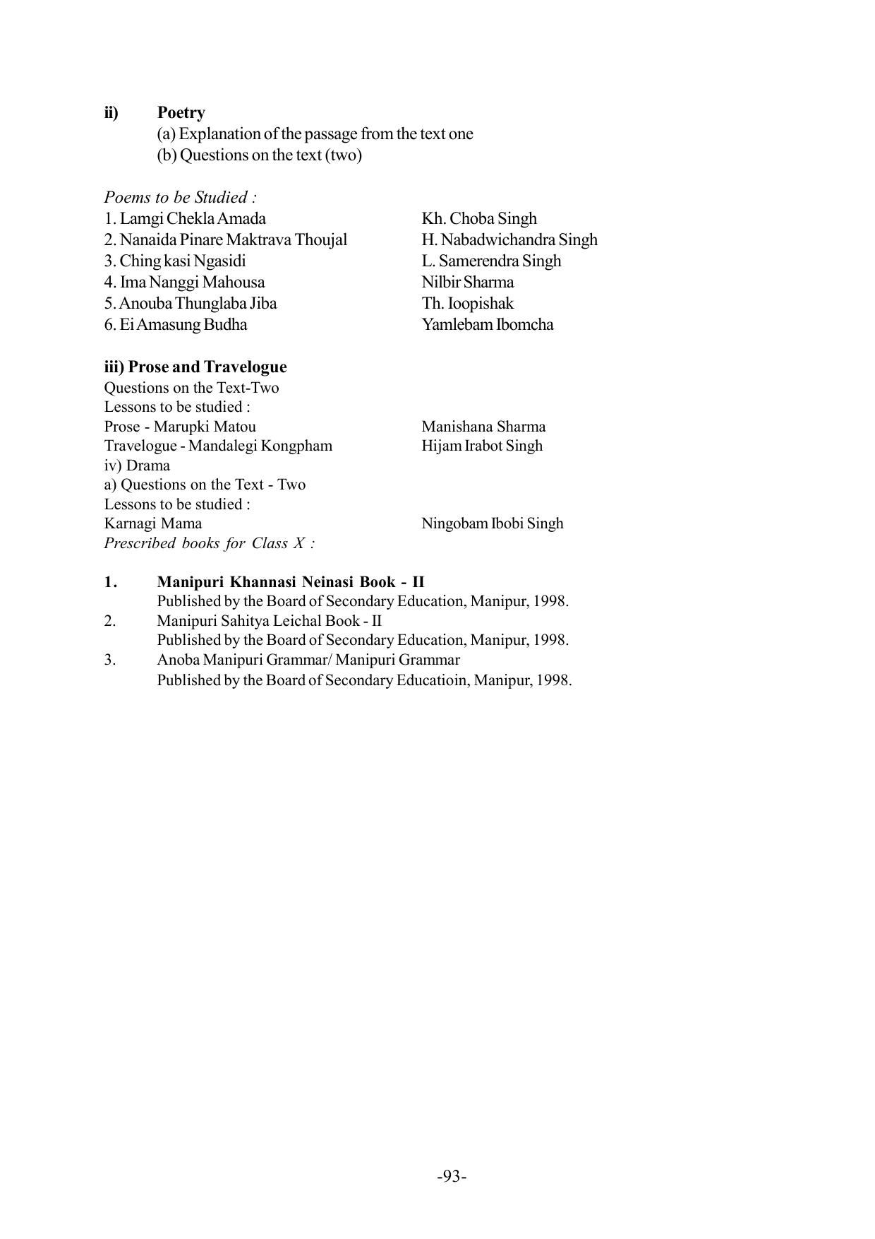 Mizoram Board Class 9 & 10 Syllabus - Page 93