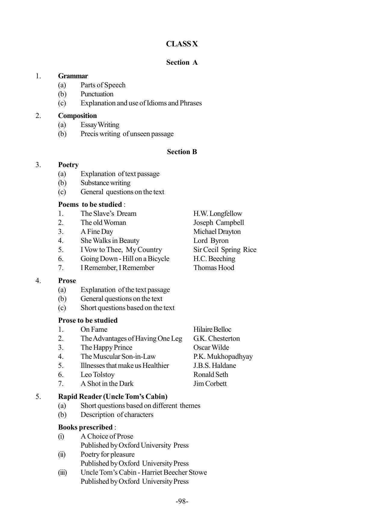 Mizoram Board Class 9 & 10 Syllabus - Page 98