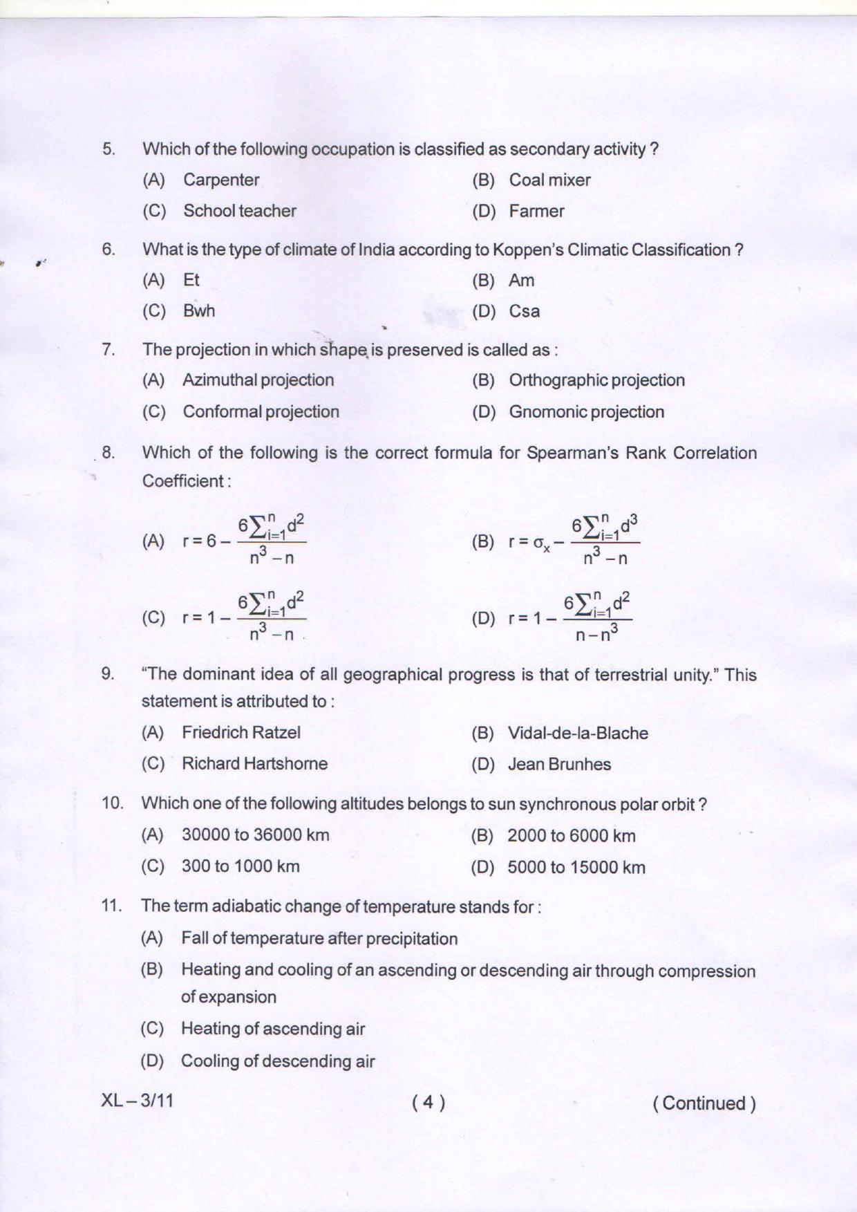 Odisha CPET GEOGRAPHY 2020 Question Paper - Page 4