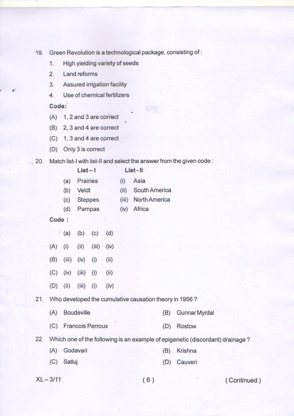 Odisha CPET GEOGRAPHY 2020 Question Paper - Page 6