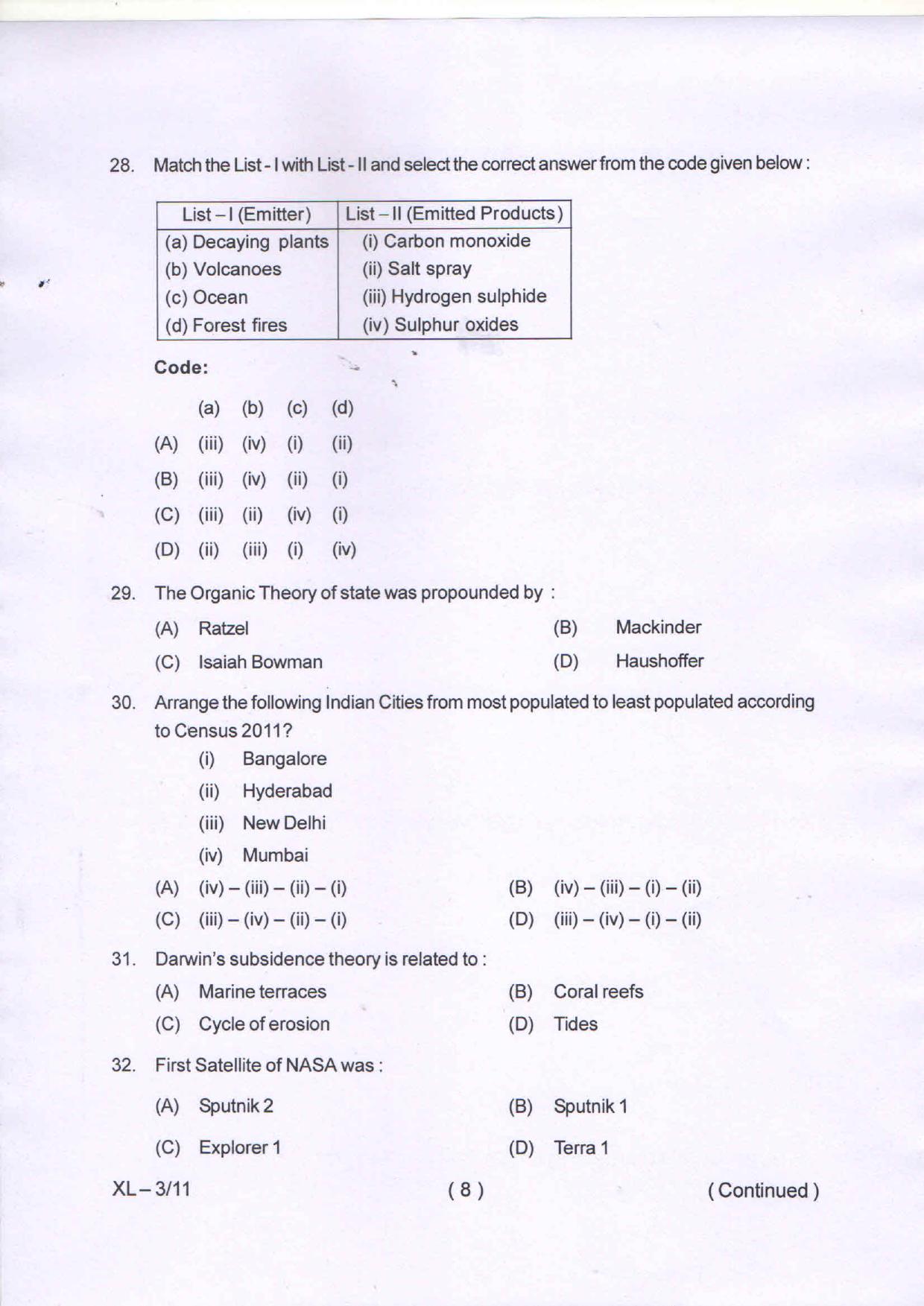 Odisha CPET GEOGRAPHY 2020 Question Paper - Page 8
