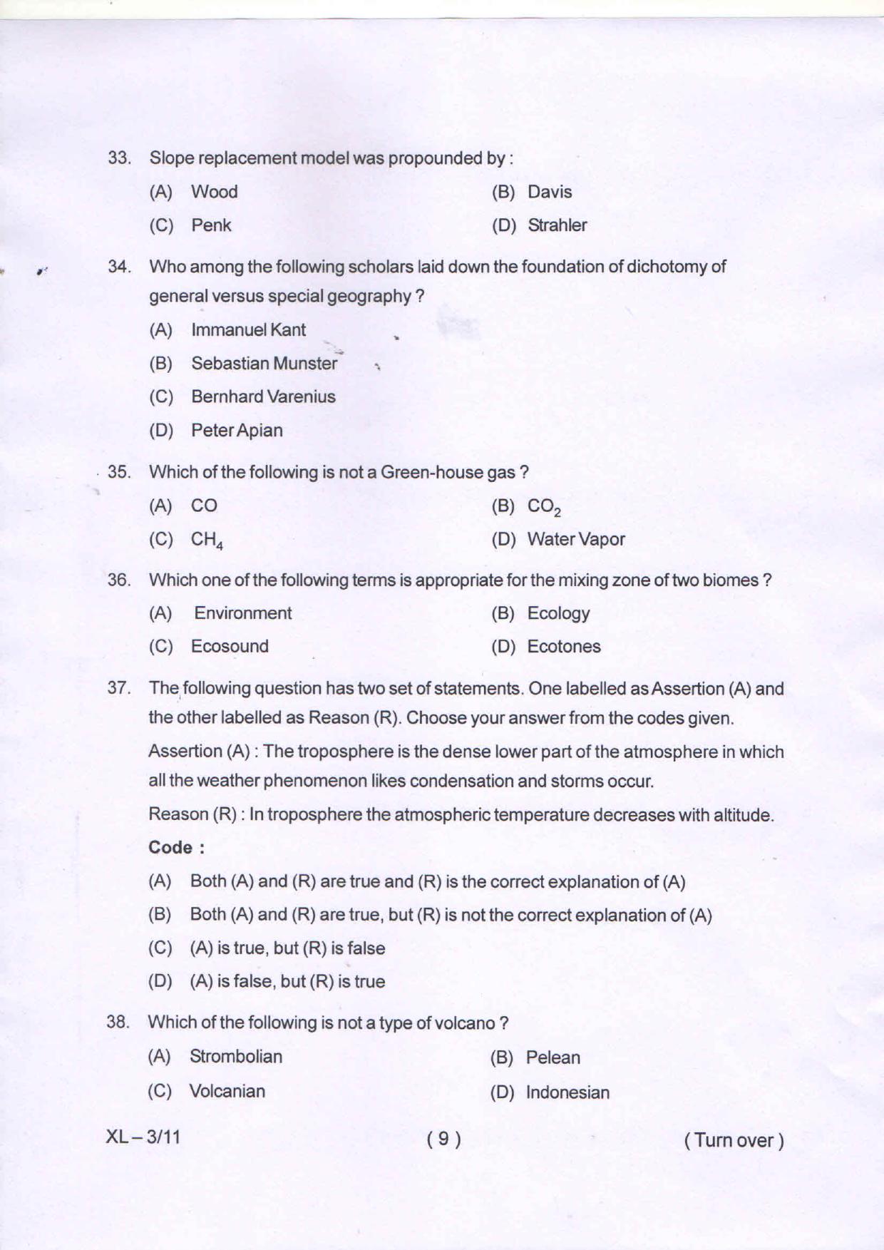 Odisha CPET GEOGRAPHY 2020 Question Paper - Page 9
