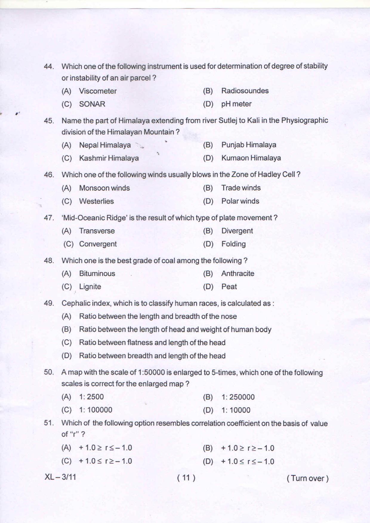 Odisha CPET GEOGRAPHY 2020 Question Paper - Page 11