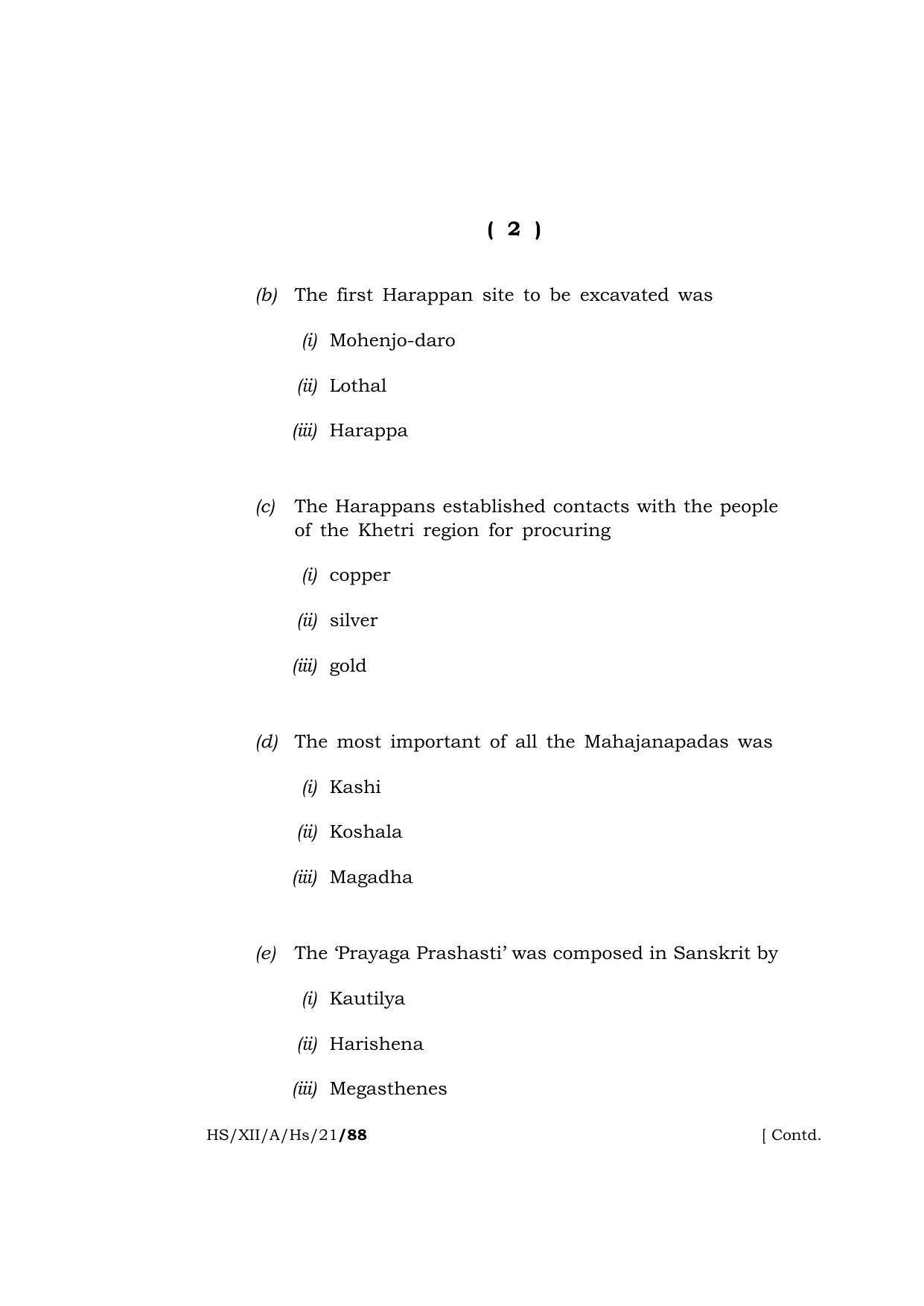 Meghalaya Board (MBOSE) Class 12 HISTORY (HS-XII-A-Hs-21) 2021 Question Paper - Page 2