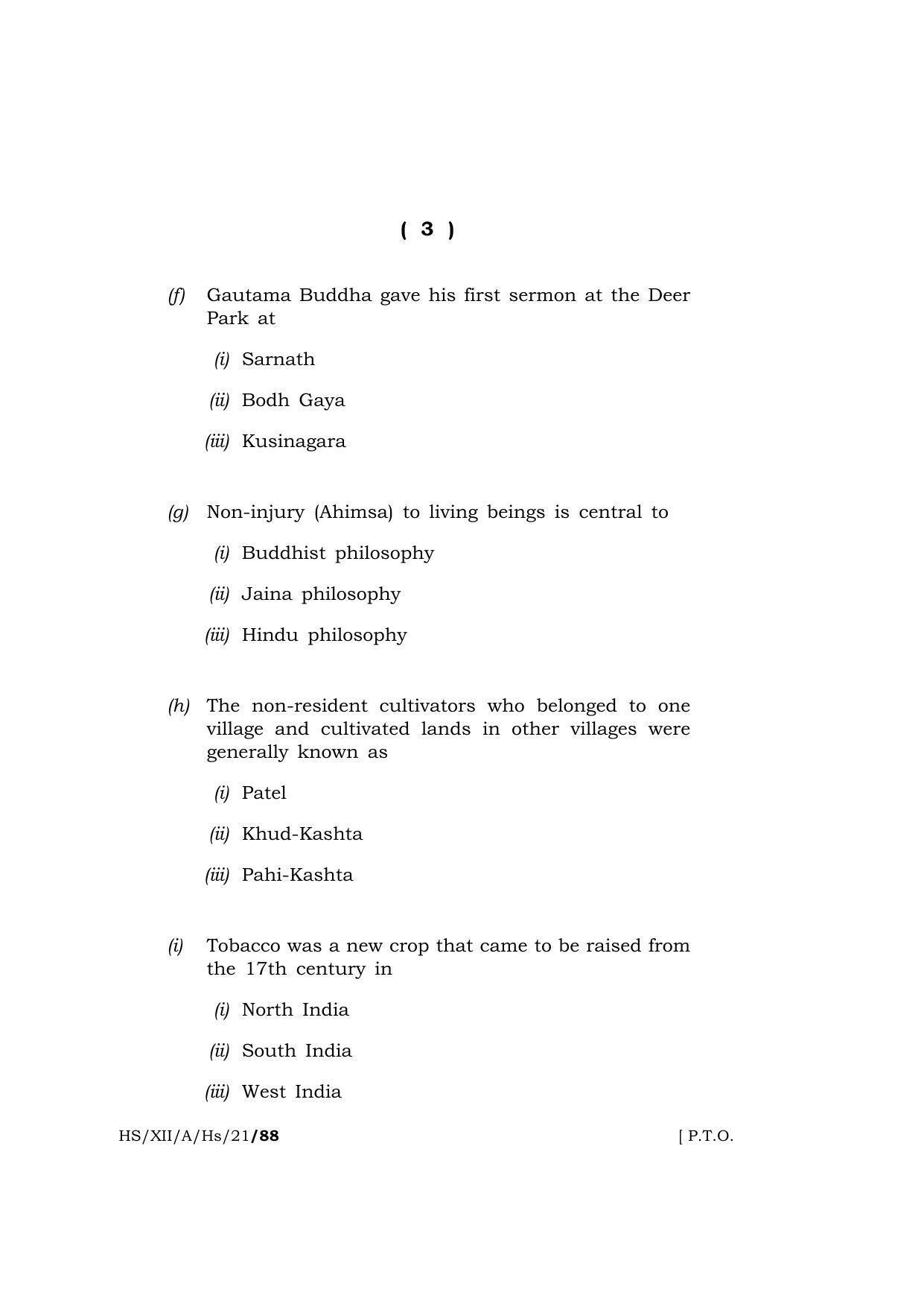 Meghalaya Board (MBOSE) Class 12 HISTORY (HS-XII-A-Hs-21) 2021 Question Paper - Page 3
