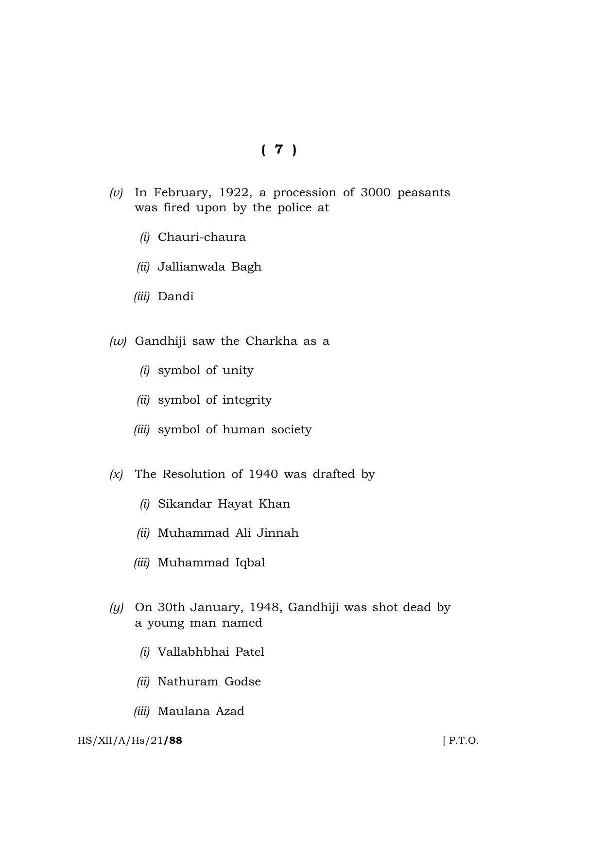 Meghalaya Board (MBOSE) Class 12 HISTORY (HS-XII-A-Hs-21) 2021 Question Paper - Page 7