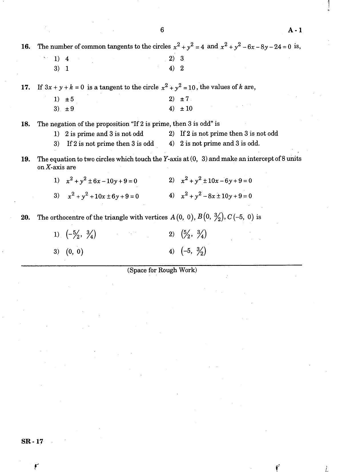 KCET Mathematics 2007 Question Papers - Page 6
