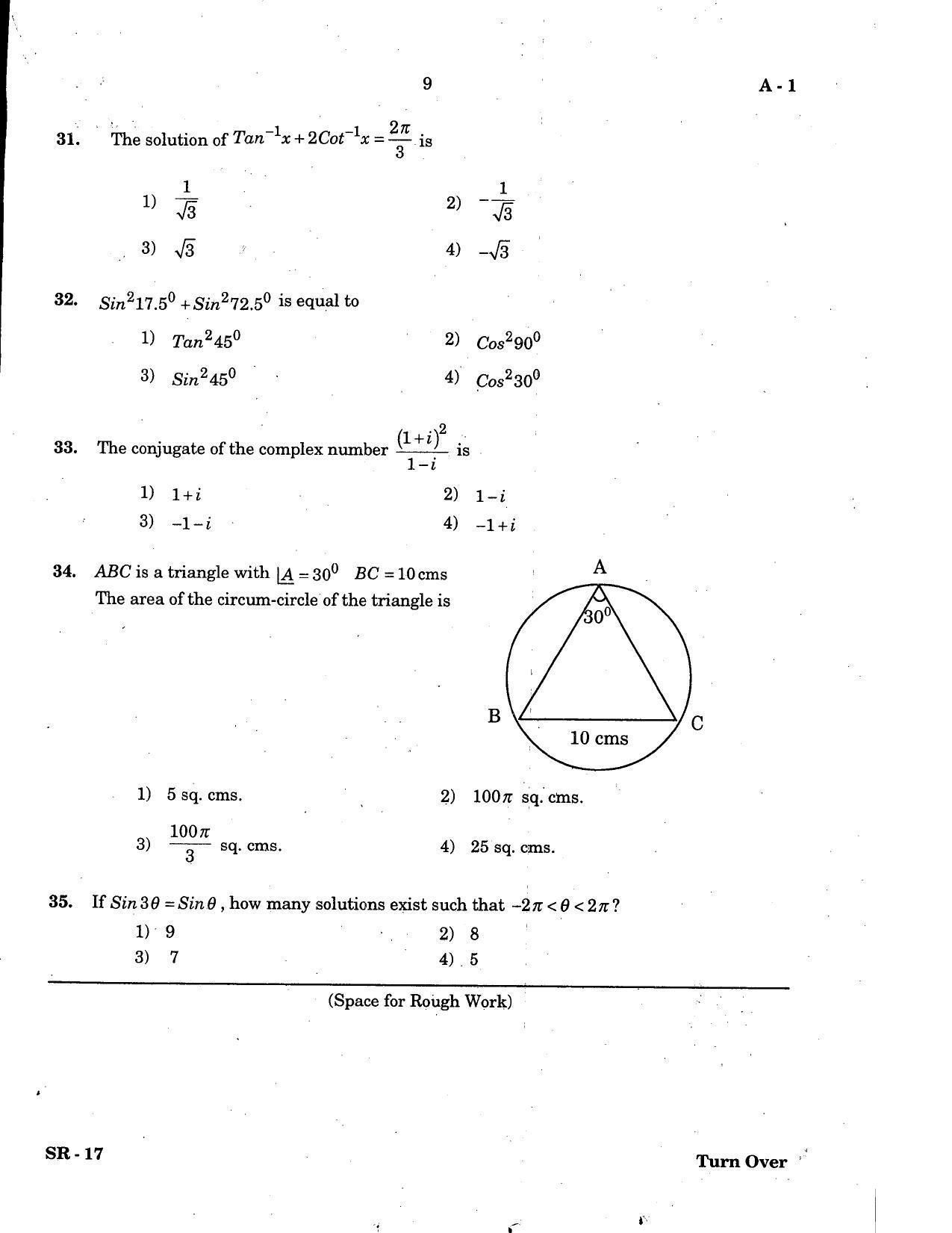 KCET Mathematics 2007 Question Papers - Page 9