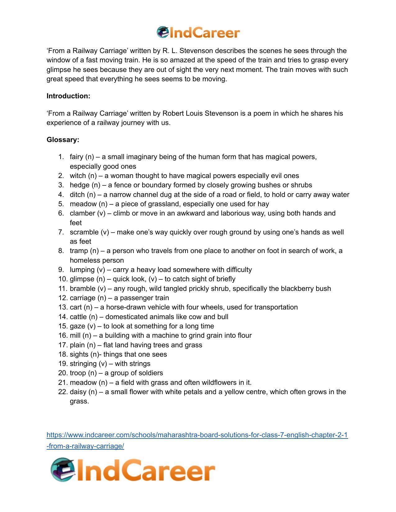 Maharashtra Board Solutions for Class 7- English: Chapter 2.1- From a Railway Carriage - Page 9
