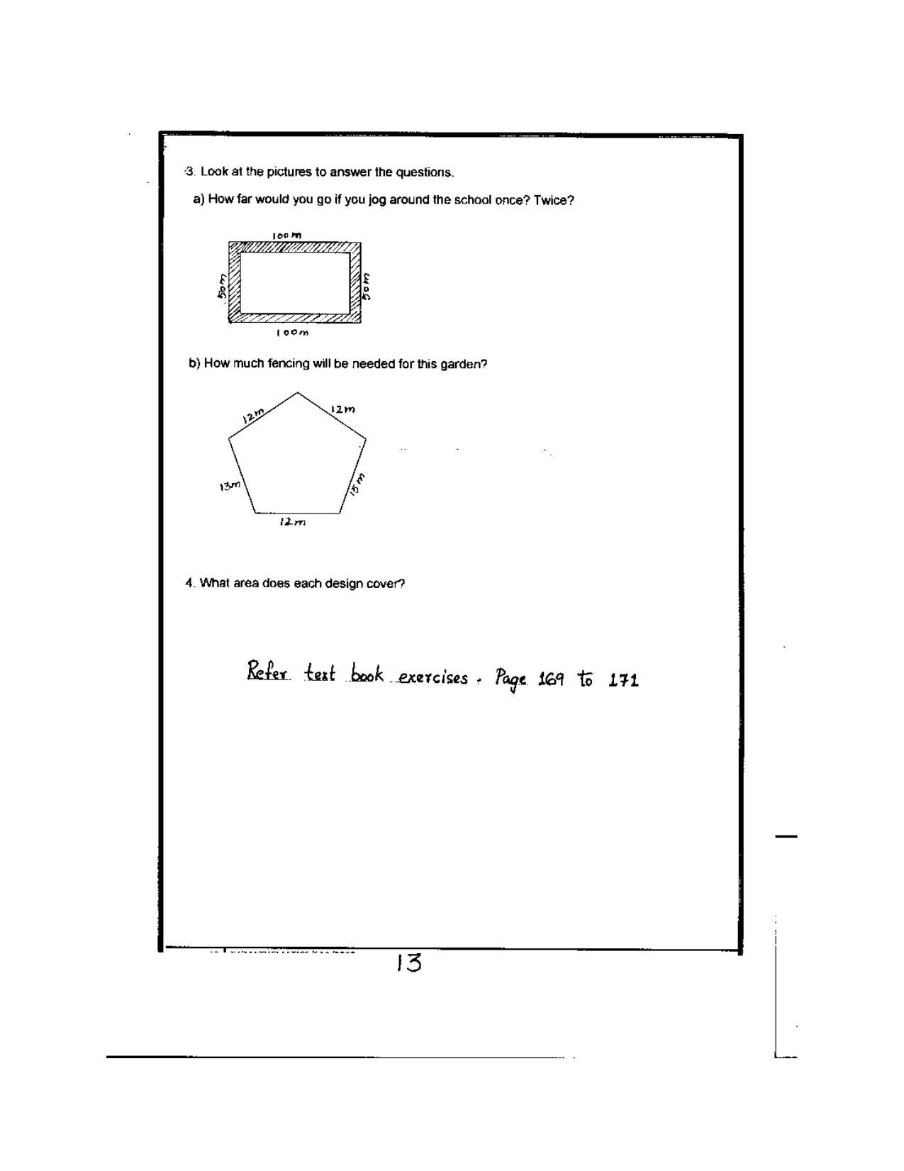 Worksheet for Class 4 Maths Assignment 102 Area and Perimeter - Page 2